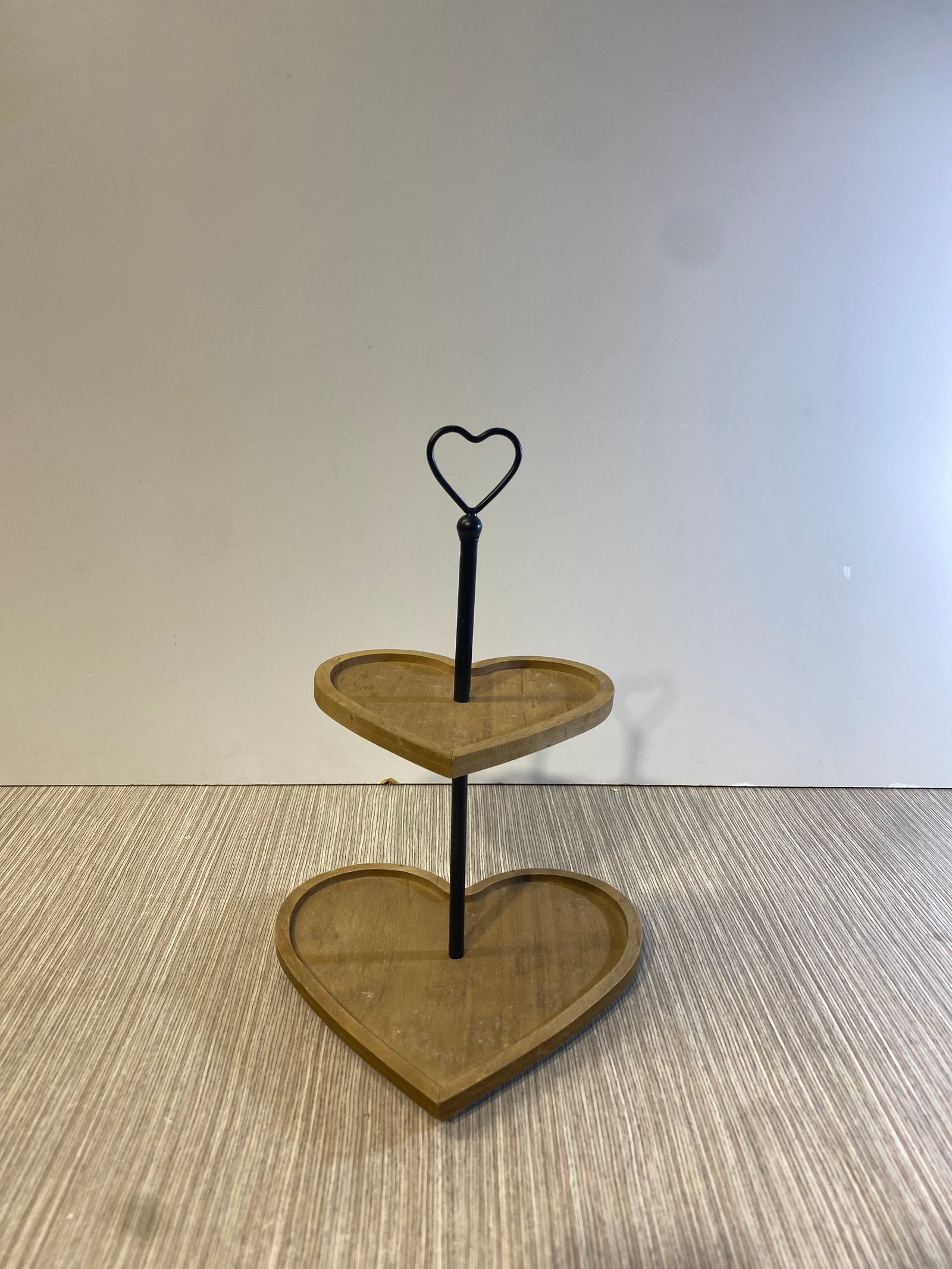 Porta Postres Dos Niveles Corazon Madera