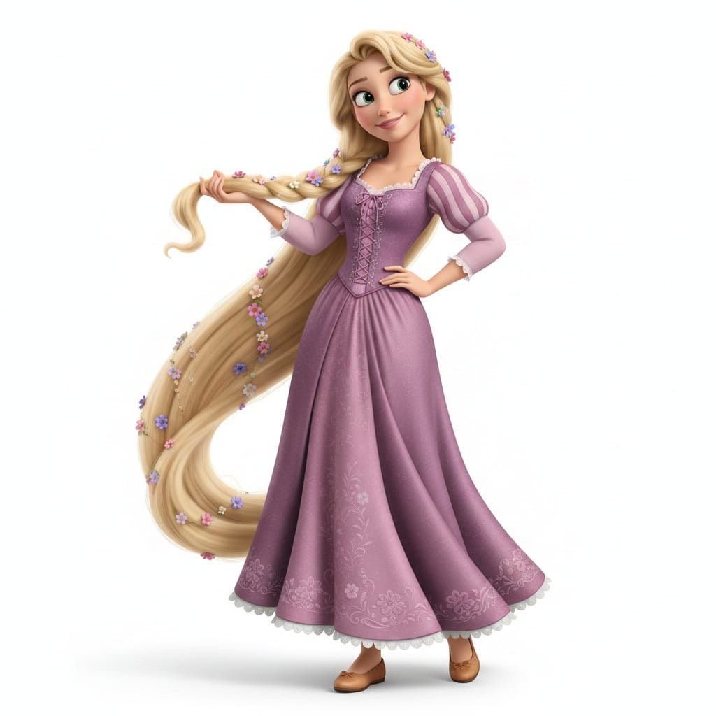 Rapunzel Florecitas En El Pelo Mdf 1 Metro Alto