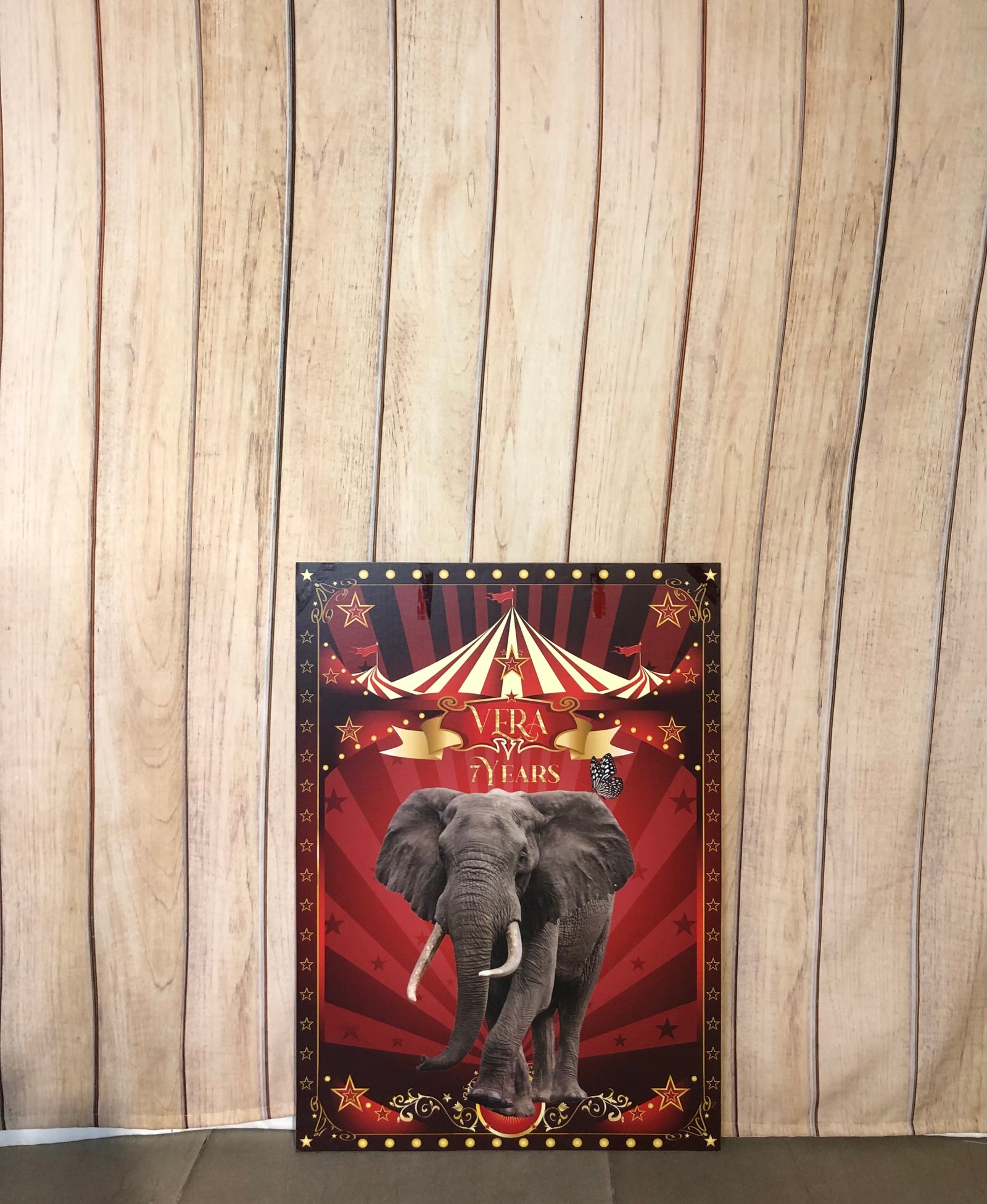 Placa Carton Rectangular Elefante Circo