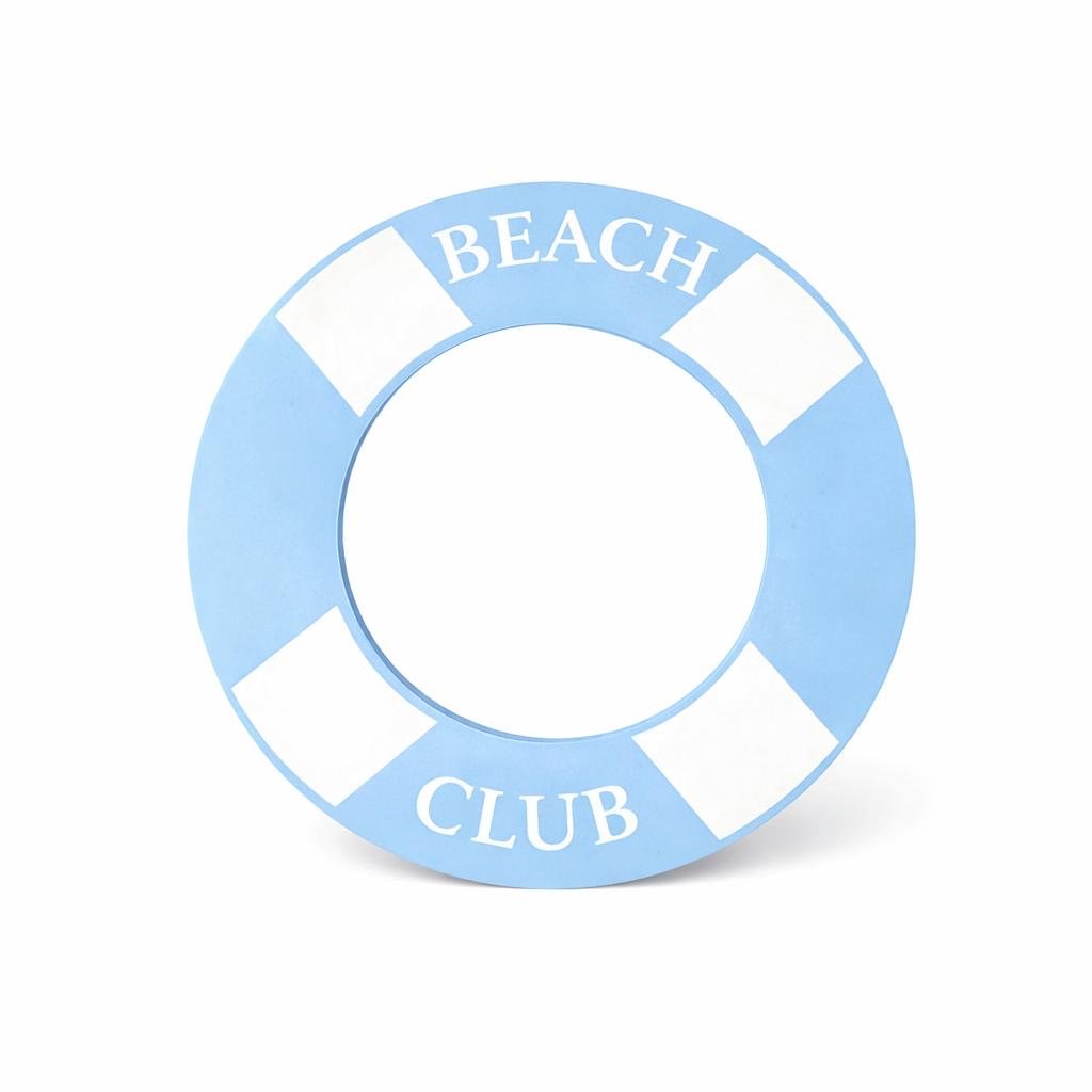Flotador Madera Azul Con Blanco Beach