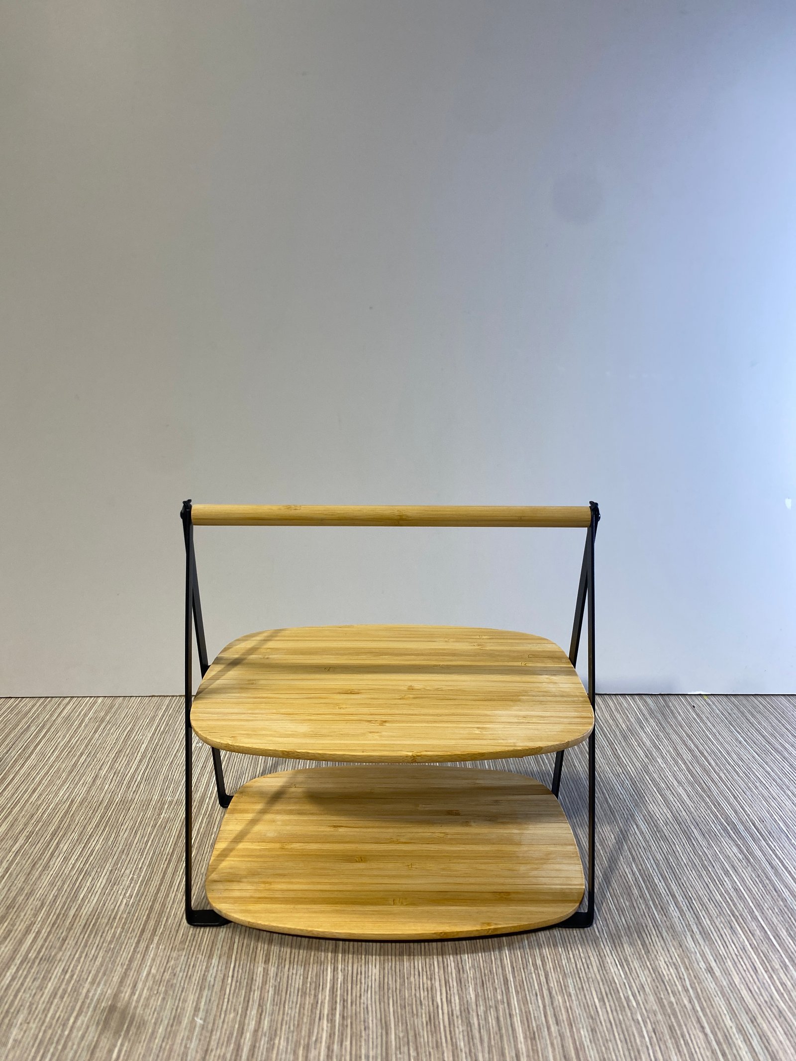 Porta Postres 2 Niveles Rectangular Madera Y Herraje Negro (Desarmable)