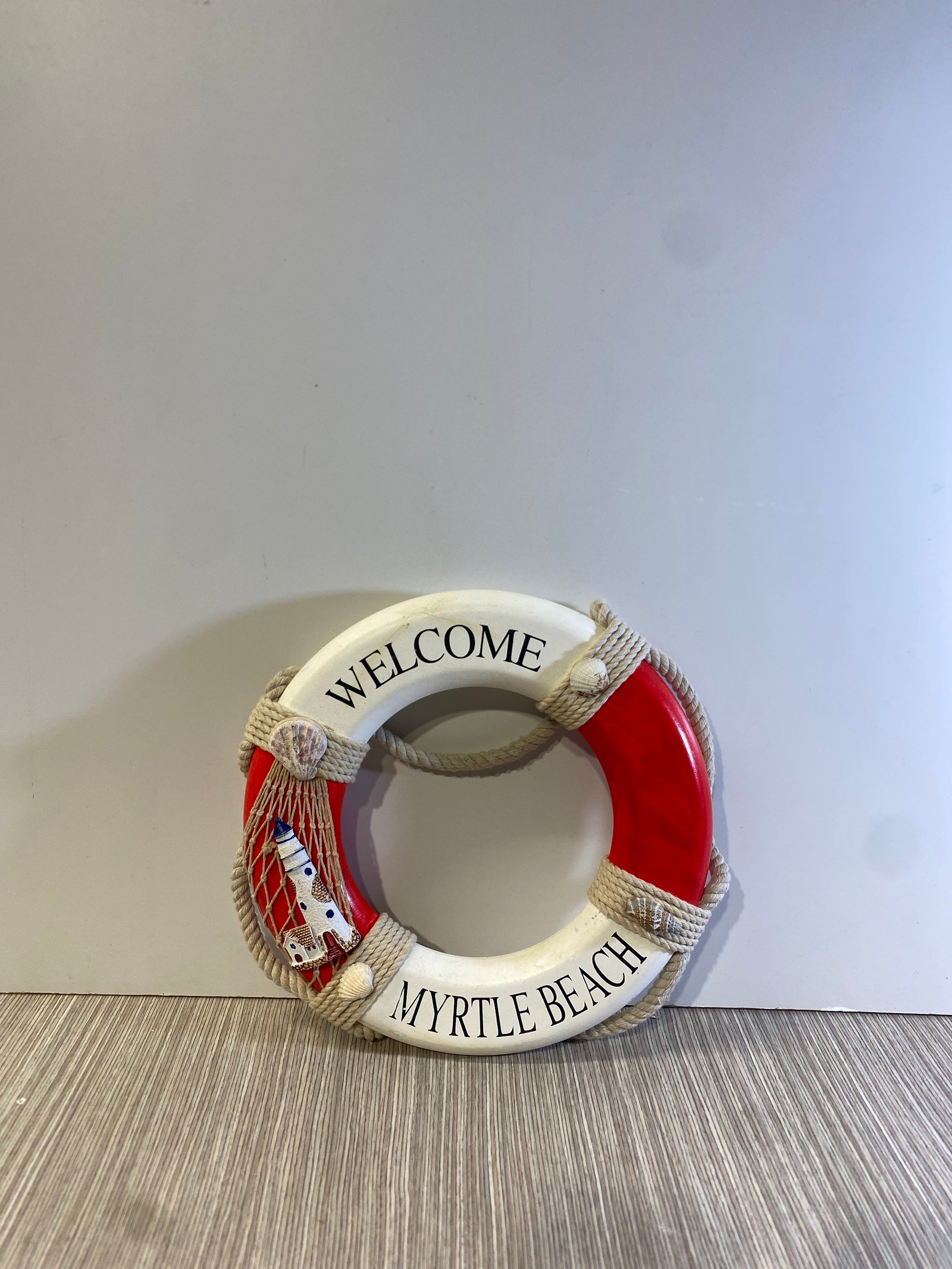 Flotador Madera Rojo Y Blanco Welcome Myrtle Beach
