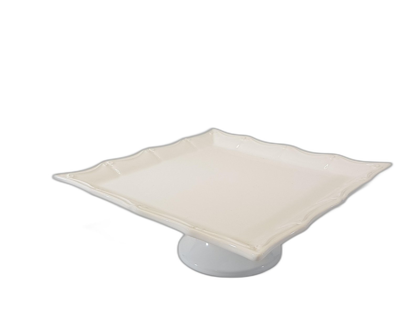 Tortera Cuadrada Moras Arriba Ceramica Blanca Boble Borde Grande 23 Cm