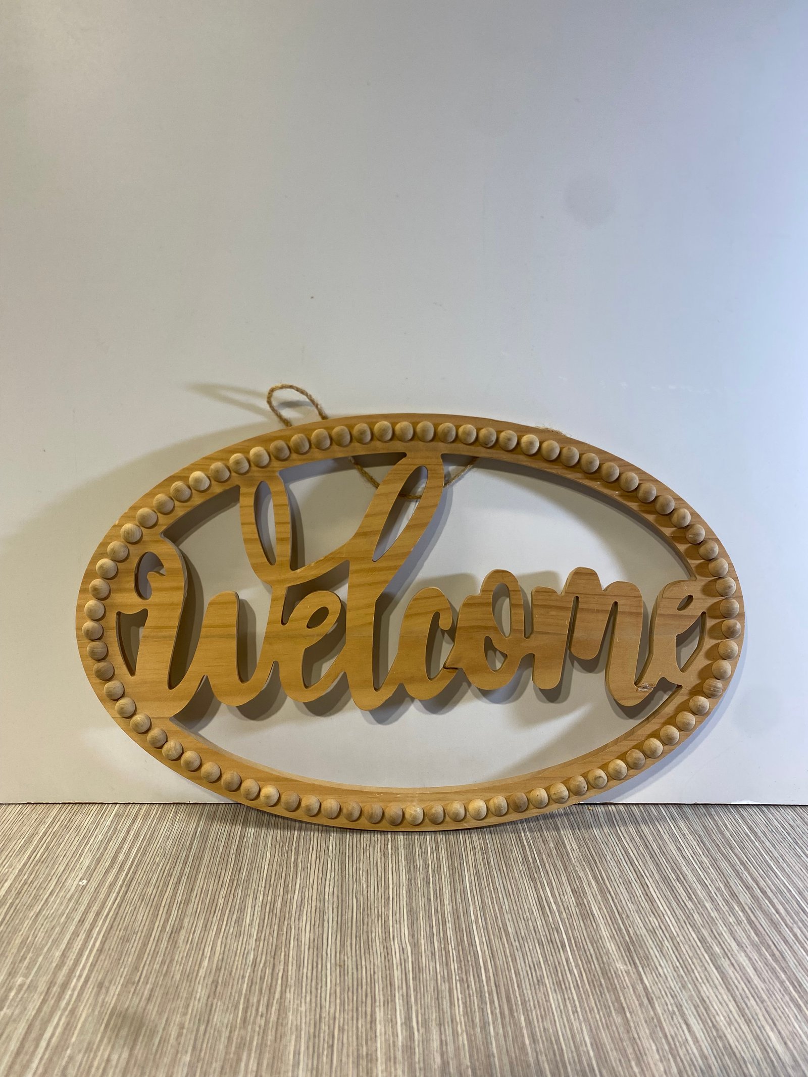 Letrero Welcome Madera Clara Ovalado