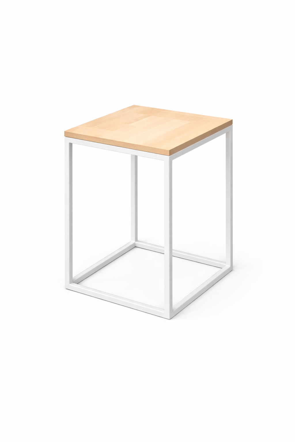Mesa Herraje Blanco Tapa Madera Mediana