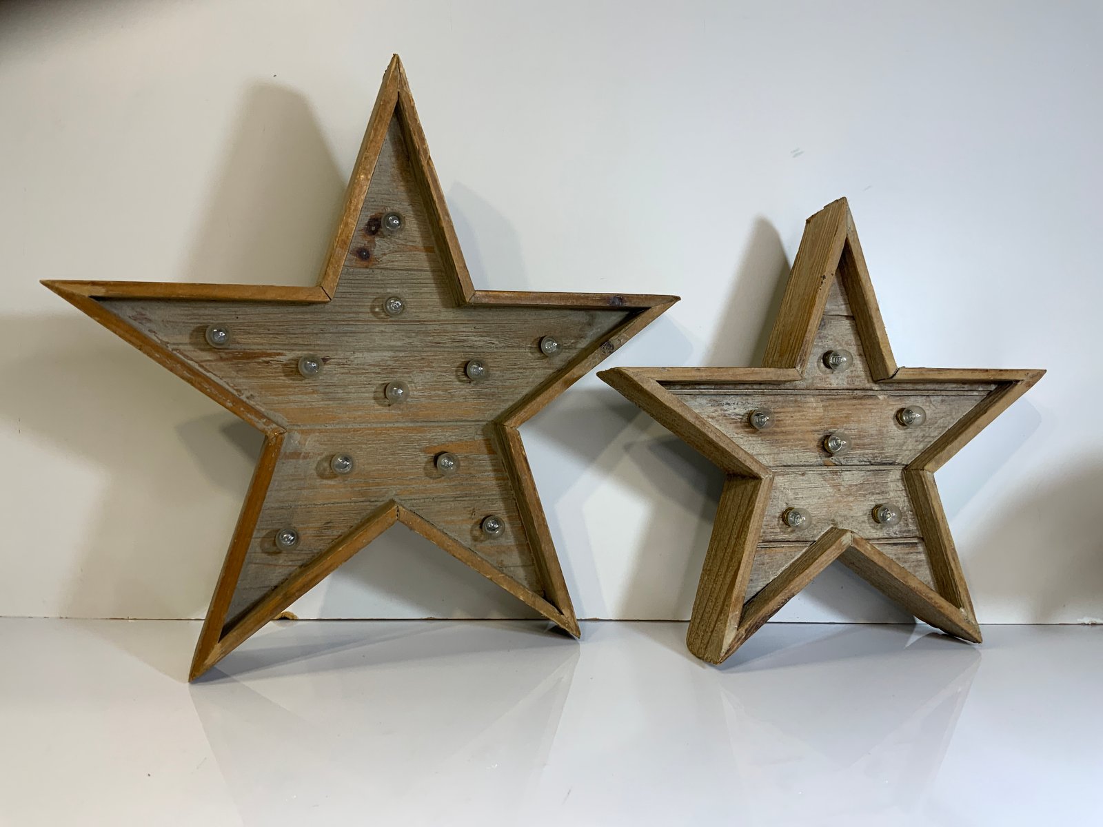 Estrella Madera Café Oscuro Grande Con Luz