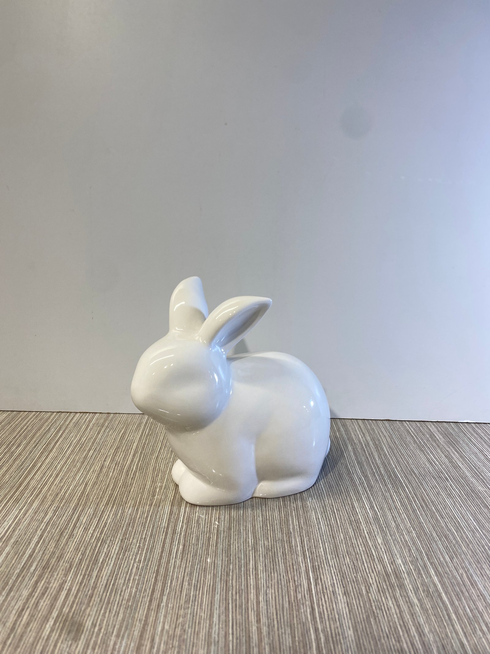 Conejo Blanco Ceramica Orejas Arriba