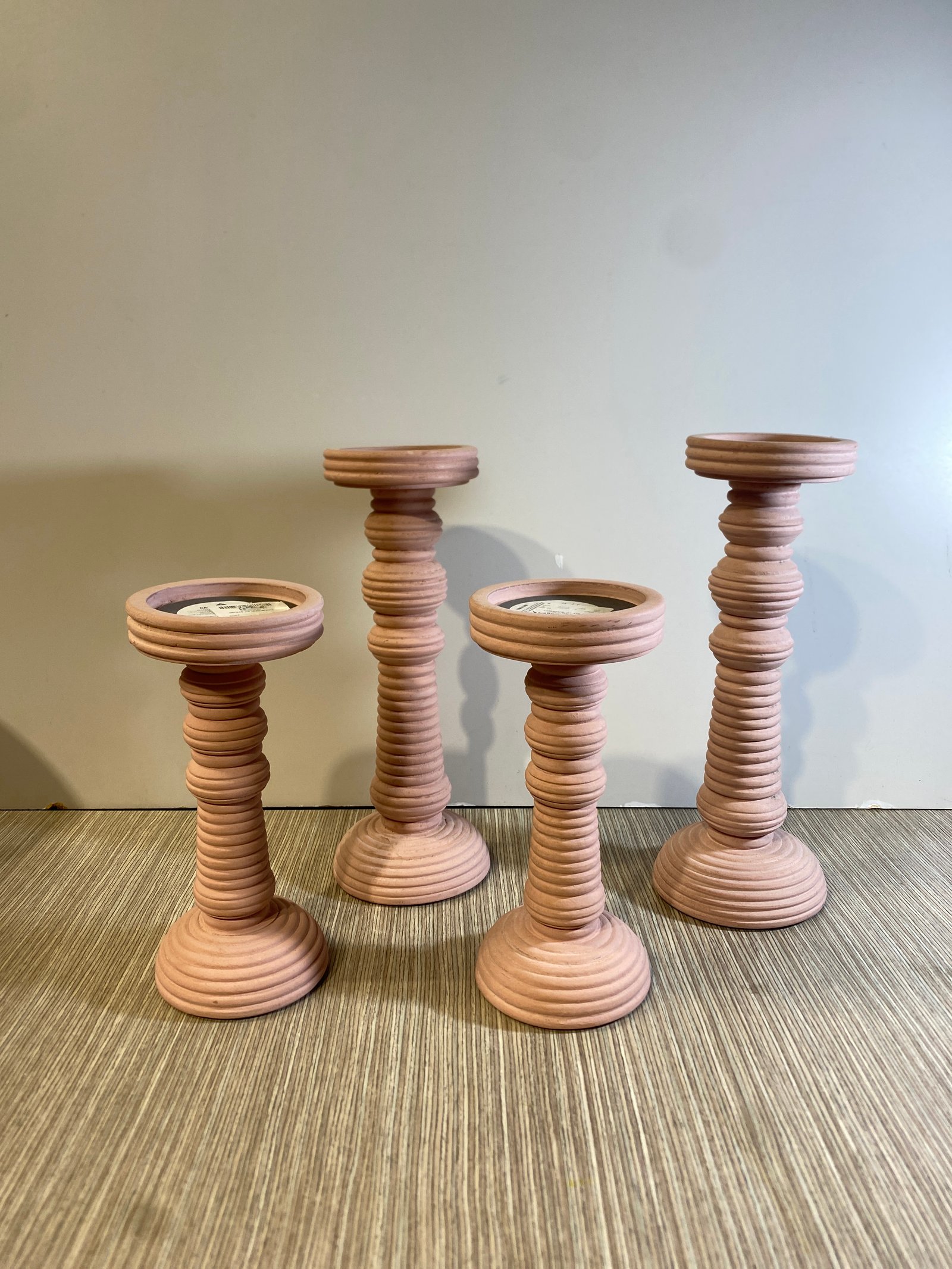 Candelabro Rosado Rayas Para Velon