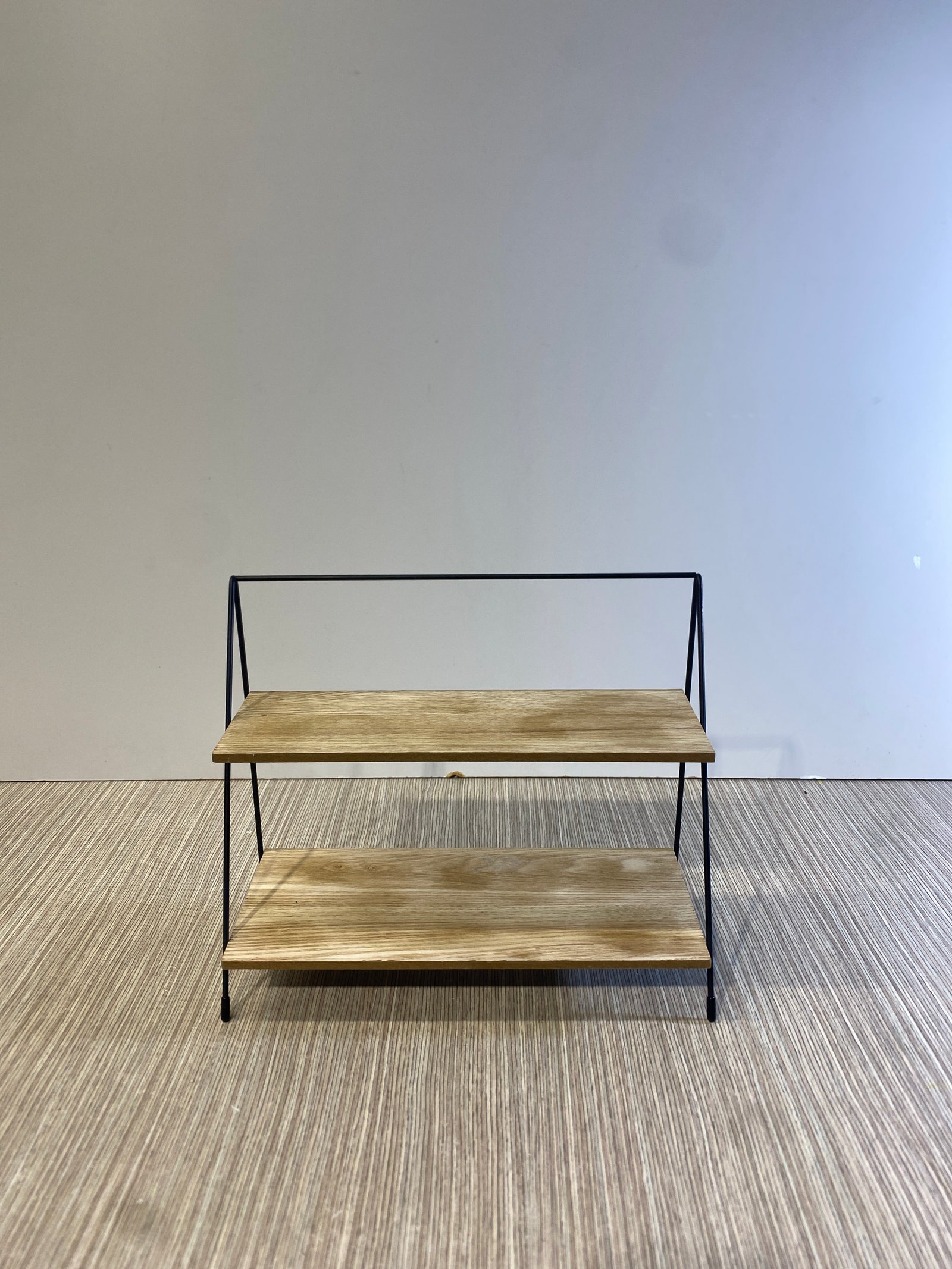 Porta Postres 2 Niveles Rectangular Herraje Negro Y Madera