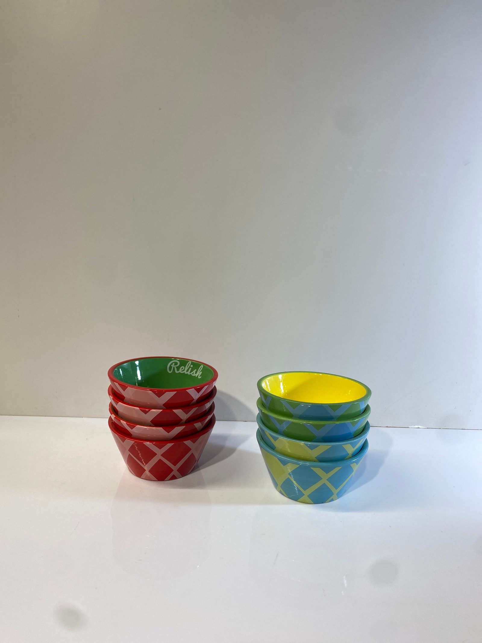 Recipiente Ceramica Rombos Colores (Rojos O Azules )