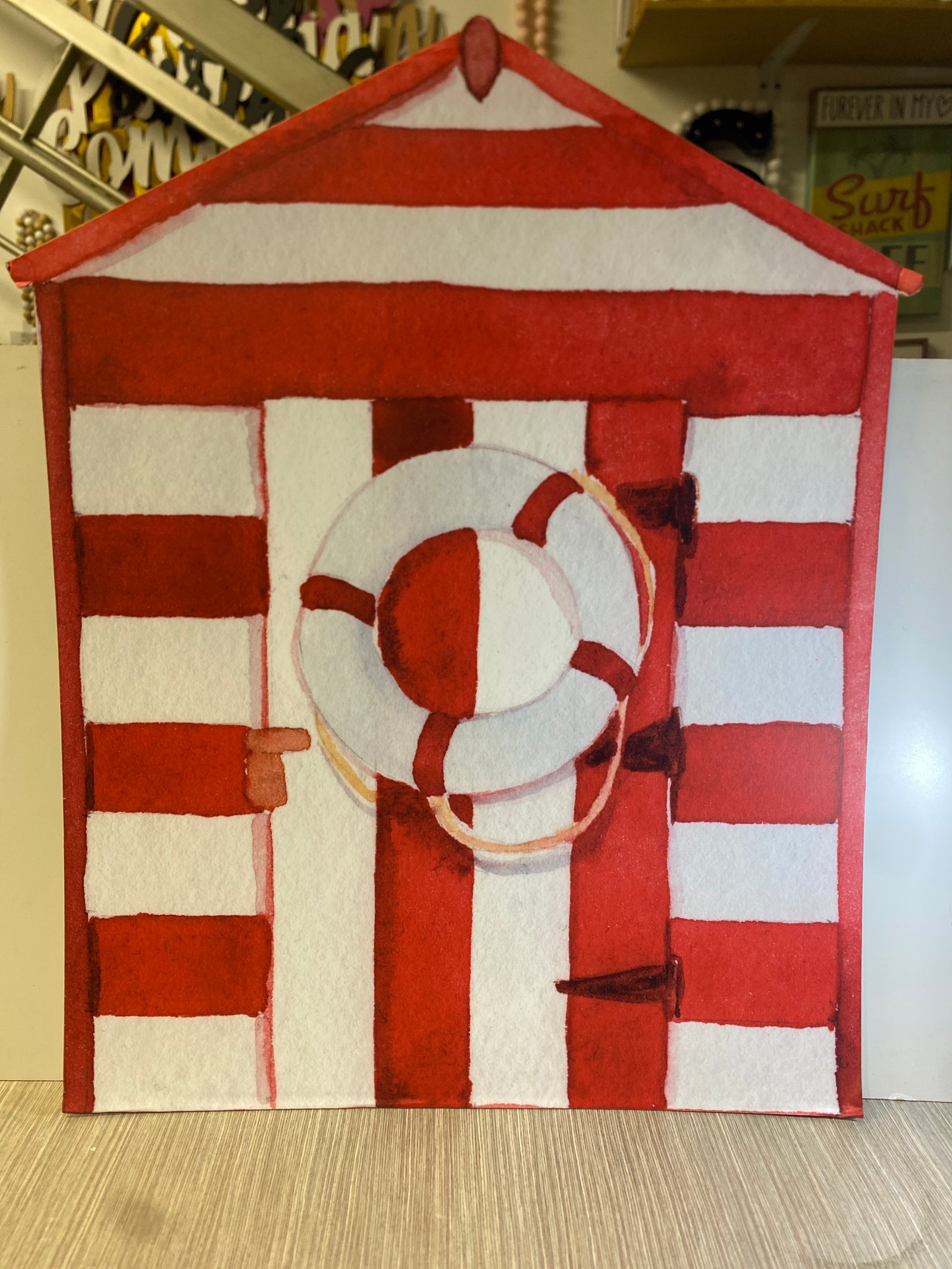 Casa Carton Roja Flotador Rojo Y Blanco