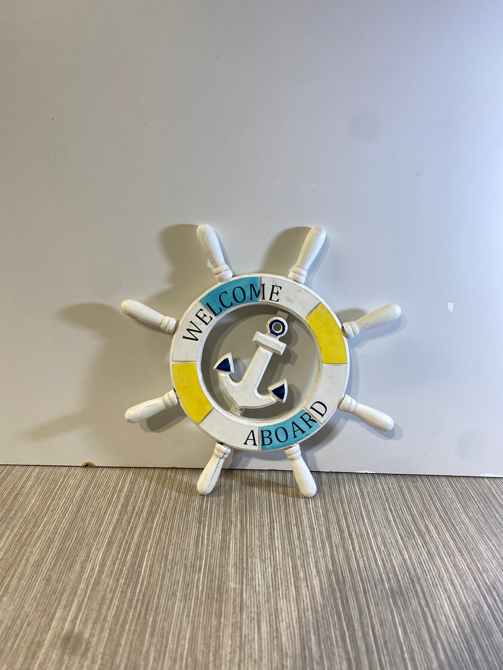 Timon Madera Blanco, Azul Y Amarillo Welcome Aboard