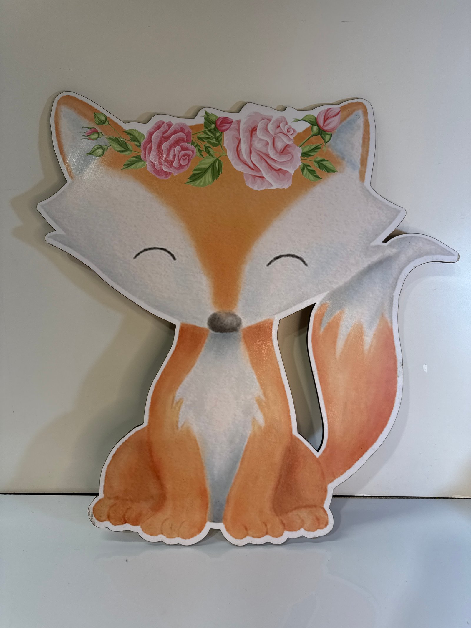 Zorro Florecitas Rosadas Mdf Mediana