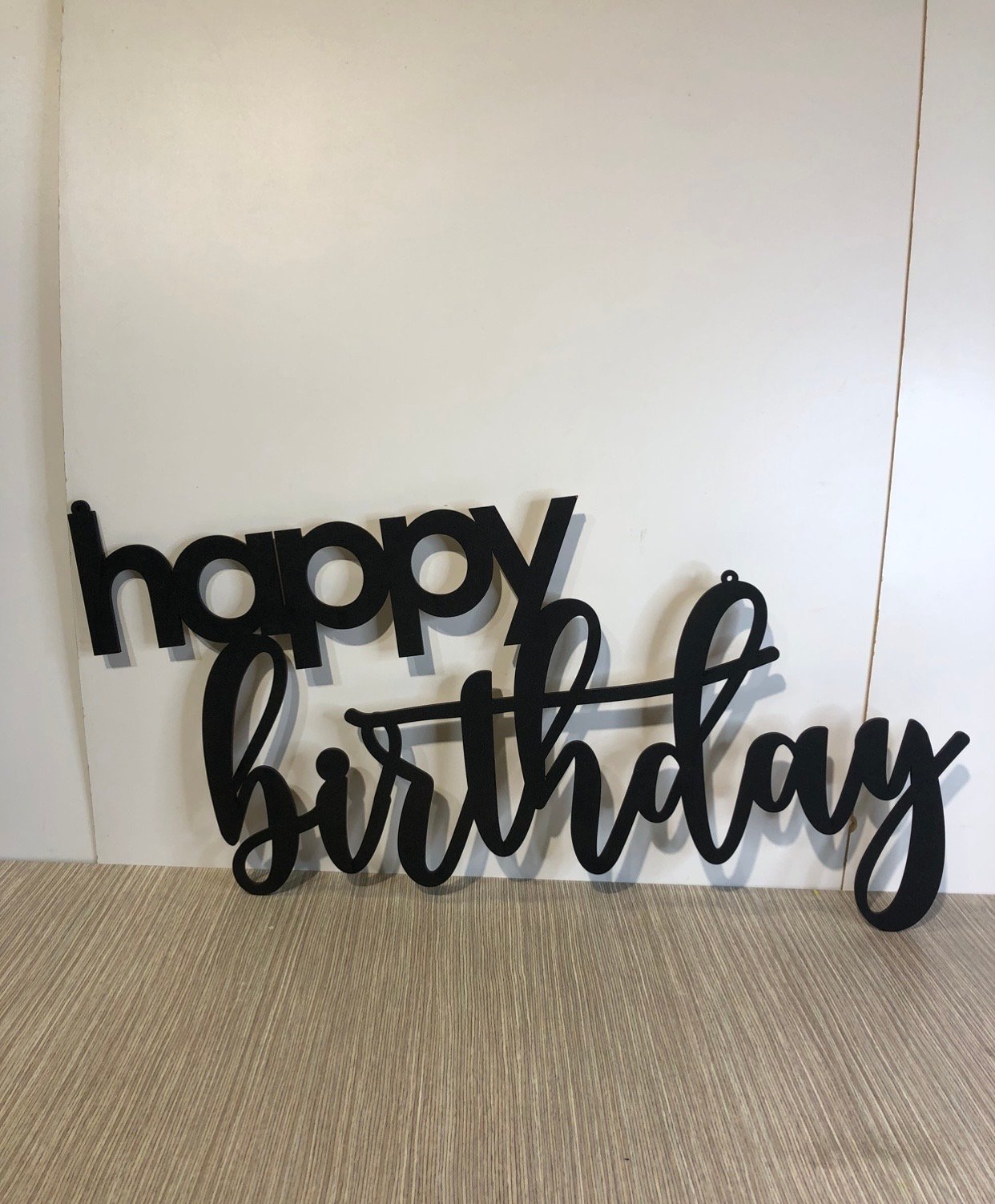 Letrero Happy Birthday Negro Madera  77Cm
