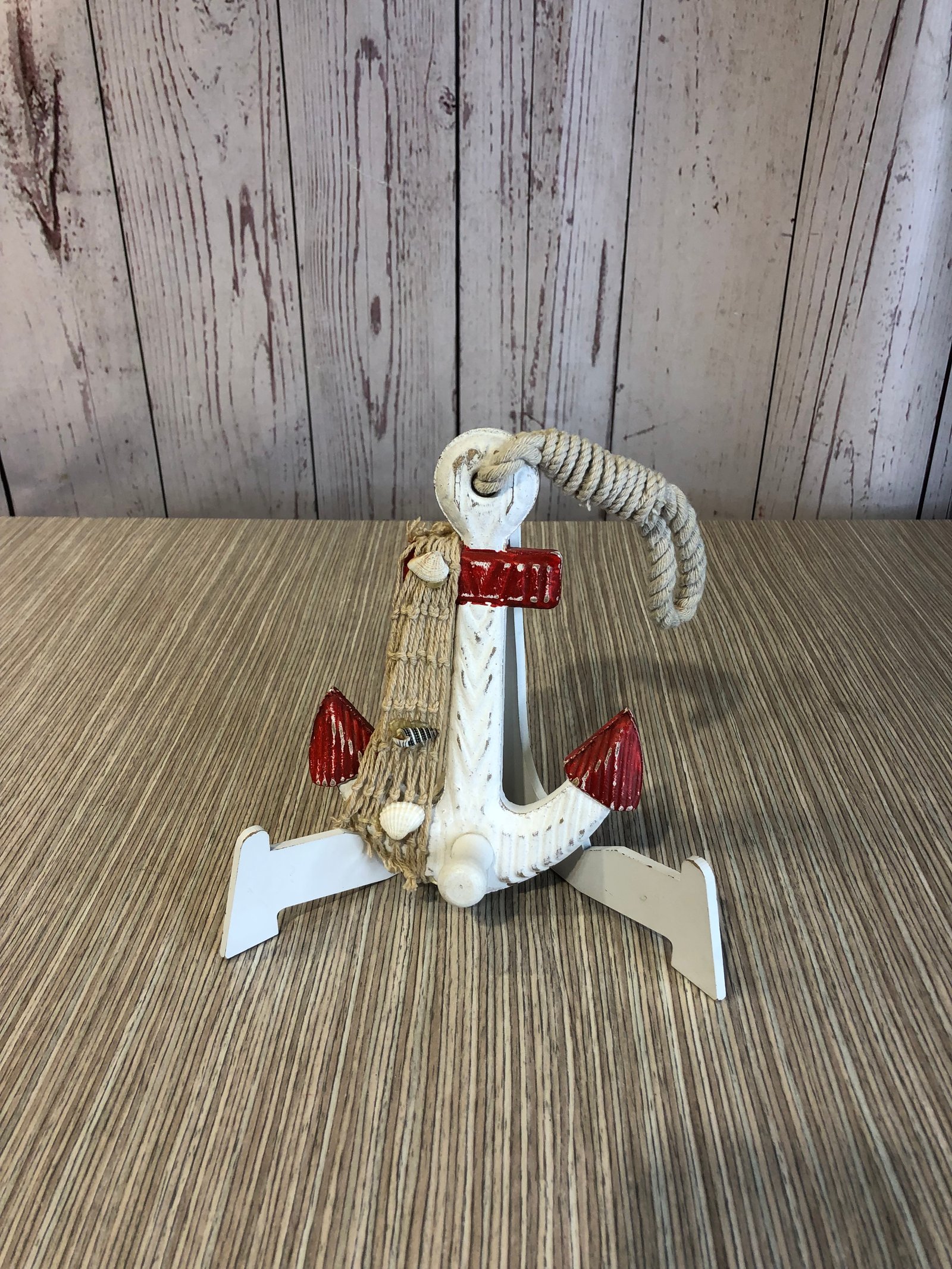 Ancla Madera Pequeña Roja Con Blanco Para Colgar