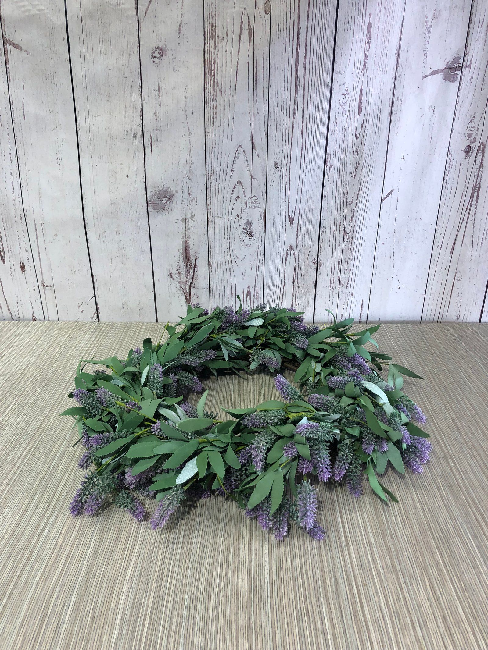 Corona Hojas Verdes Con Lavanda