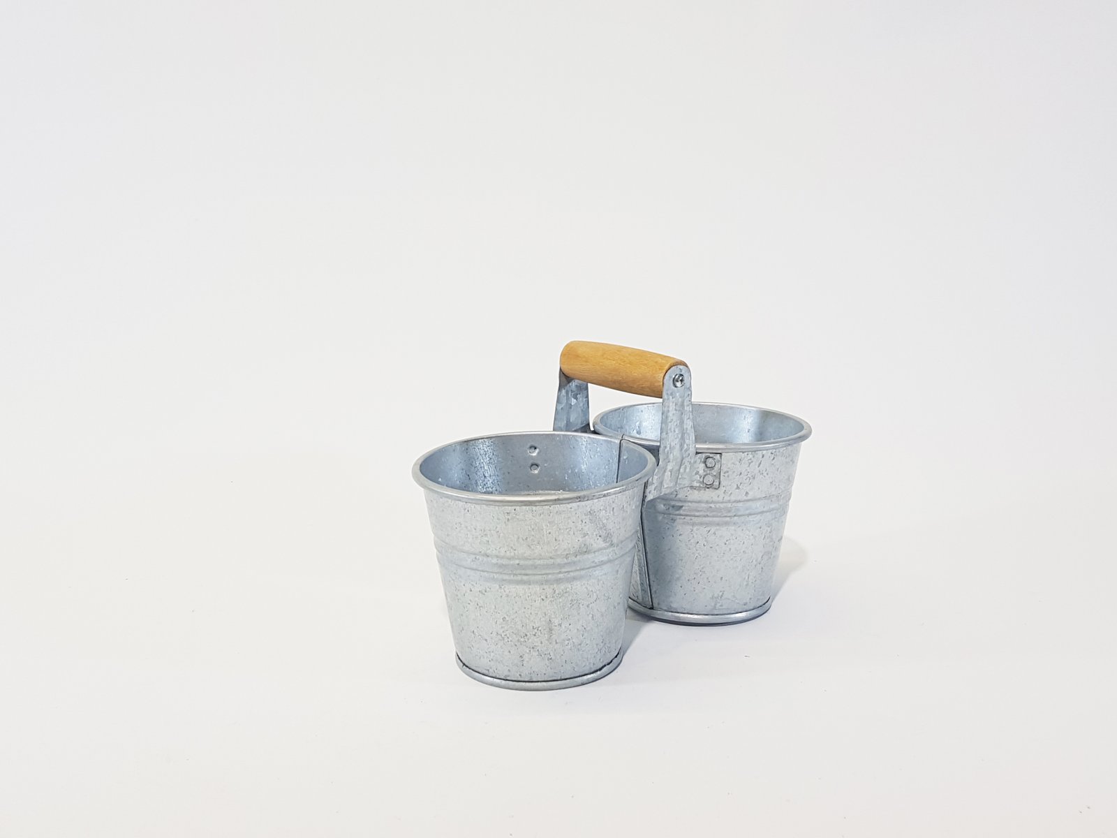 Balde Laton Doble Agarradera Madera Pequeño