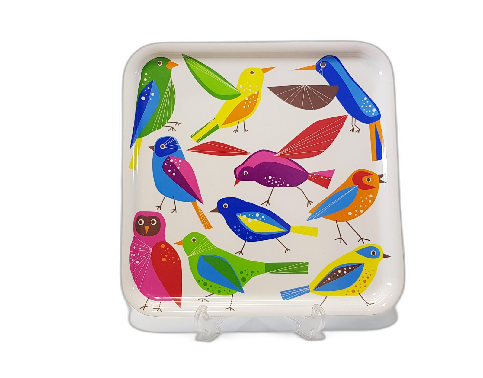 Bandeja Cuadrada Pajaros Colores