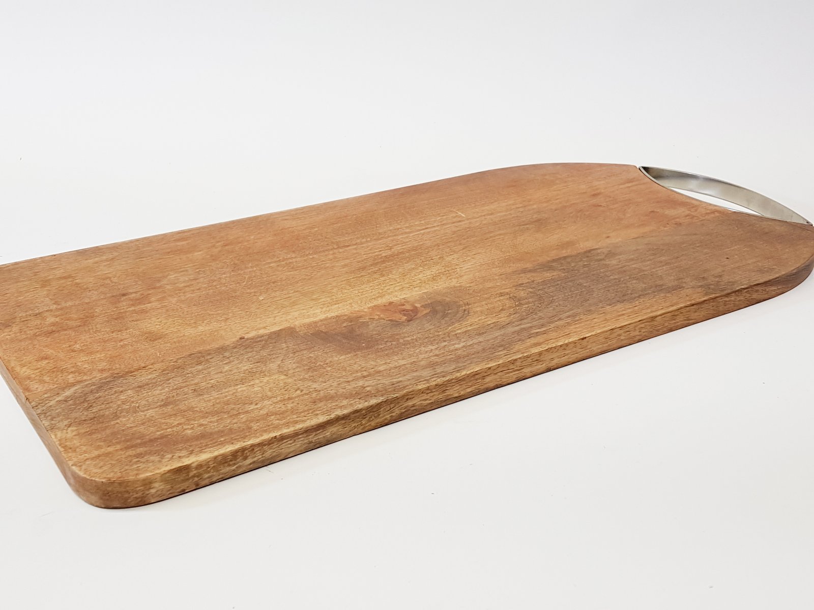 Bandeja Grande Rectangular Madera Con Agarradera Metalica Ovalada