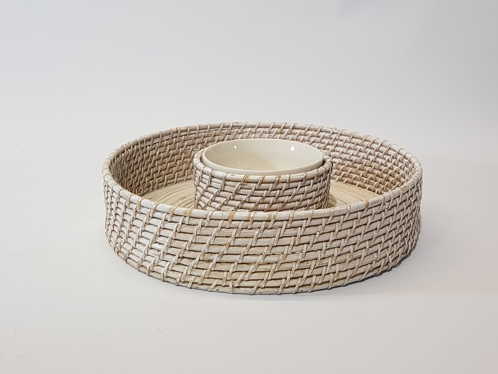 Bandeja Rattan Vintage Con Salsera