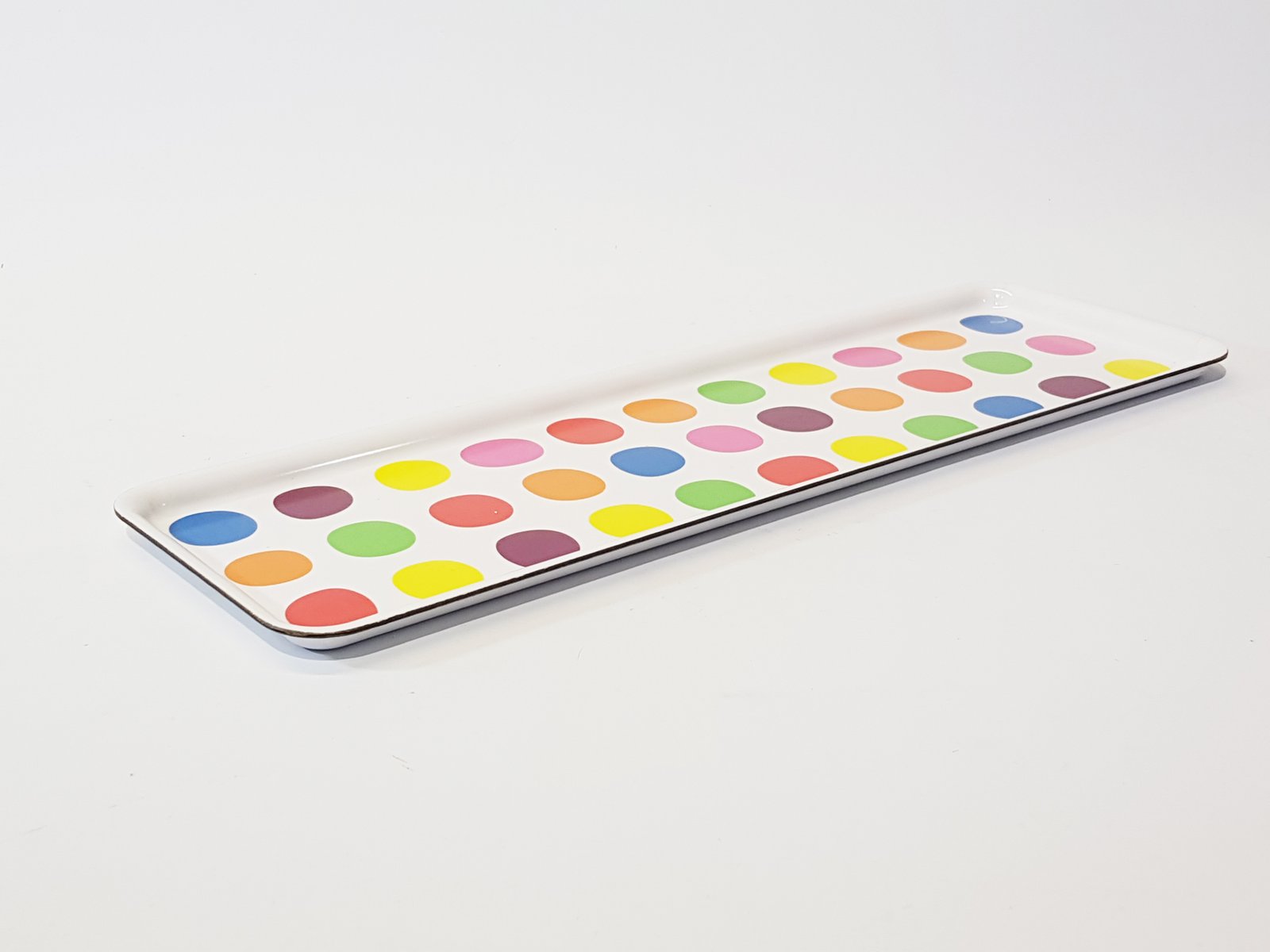 Bandeja Rectangular Blanca Bolas Colores