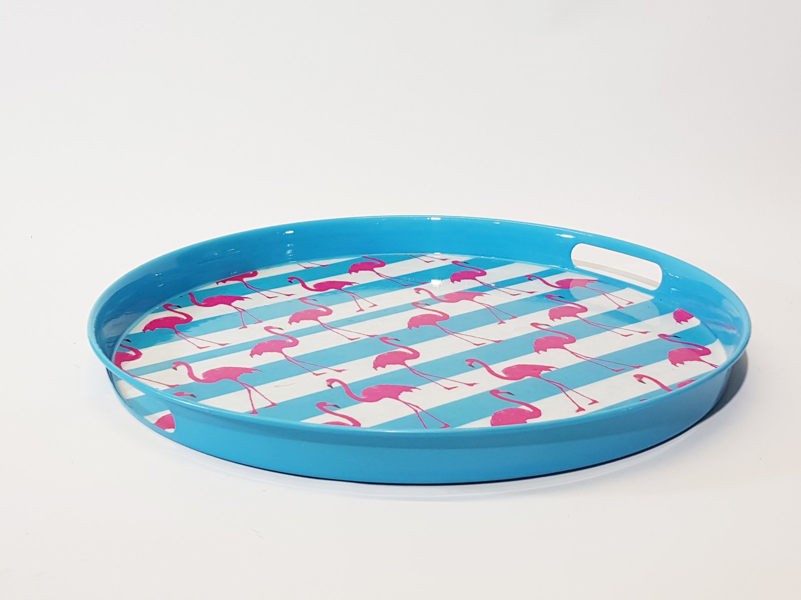 Bandeja Redonda Azul Flamingo Grande