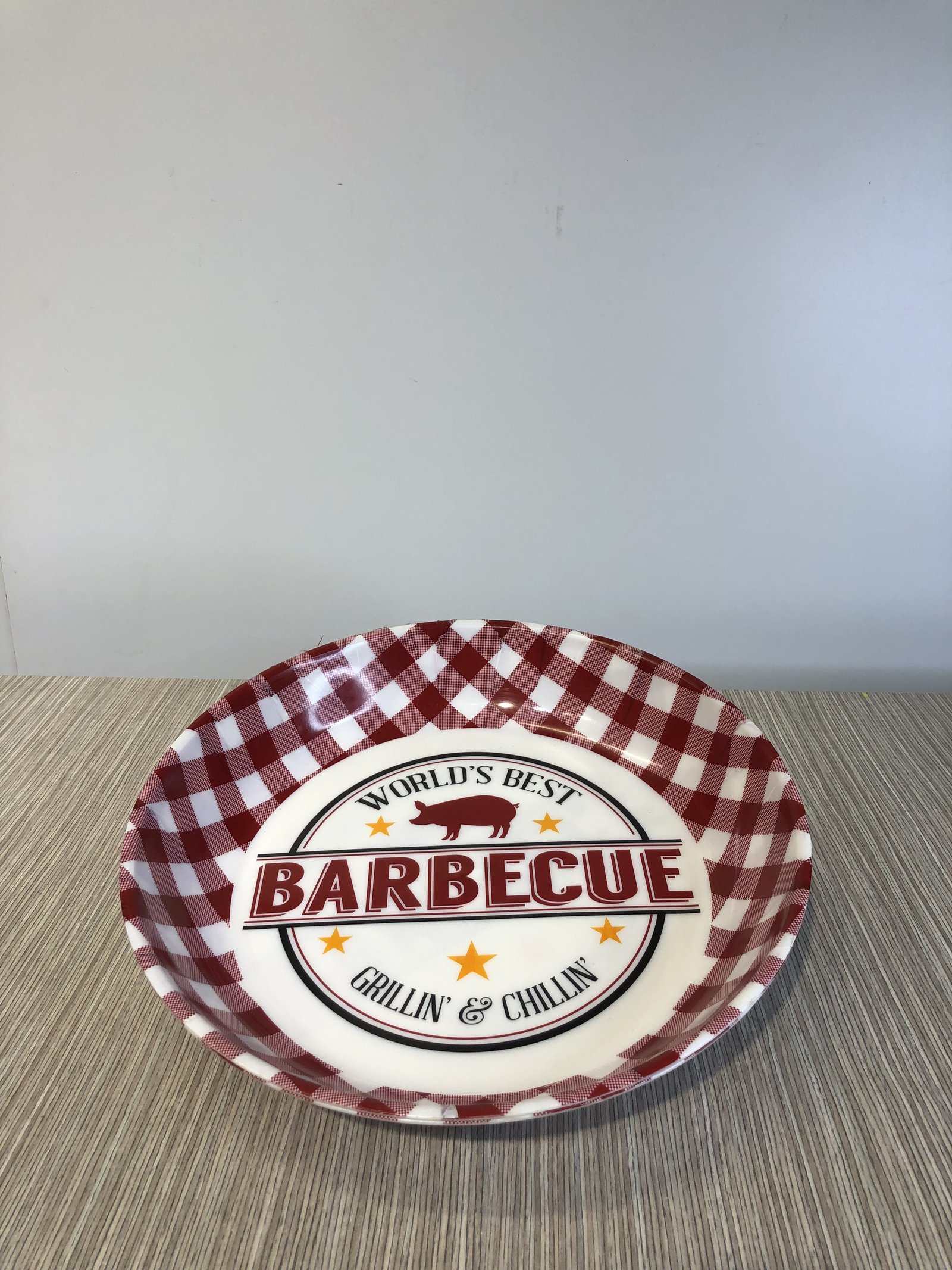Bandeja Redonda Barbecue Roja Con Blanco 