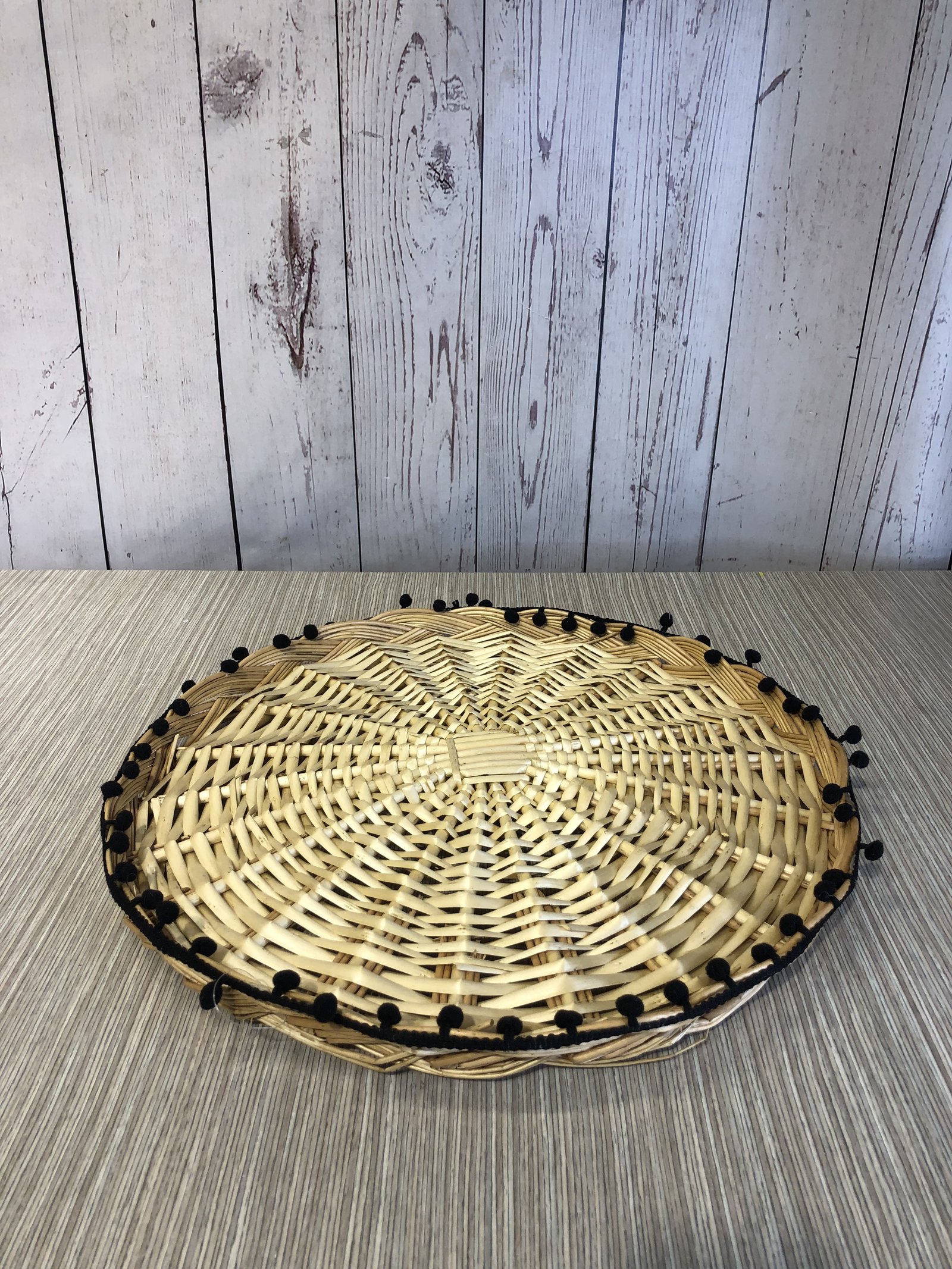 Bandeja Redonda Maxi Rattan Con Burlas