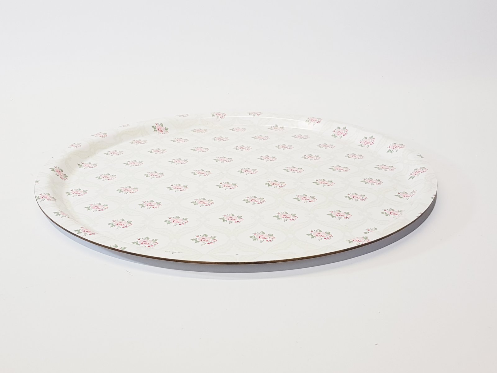 Bandeja Redonda Rosas Y Hojas Verdes