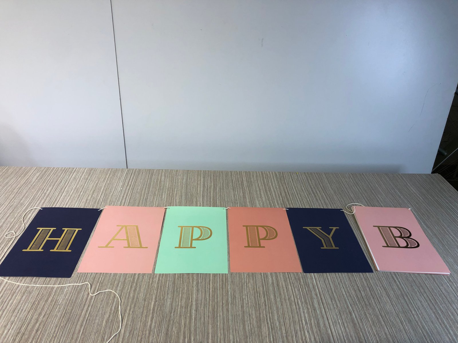 Banderin Cartulina Happy Birthday Rosado, Agua Marina, Y Azul Oscuro