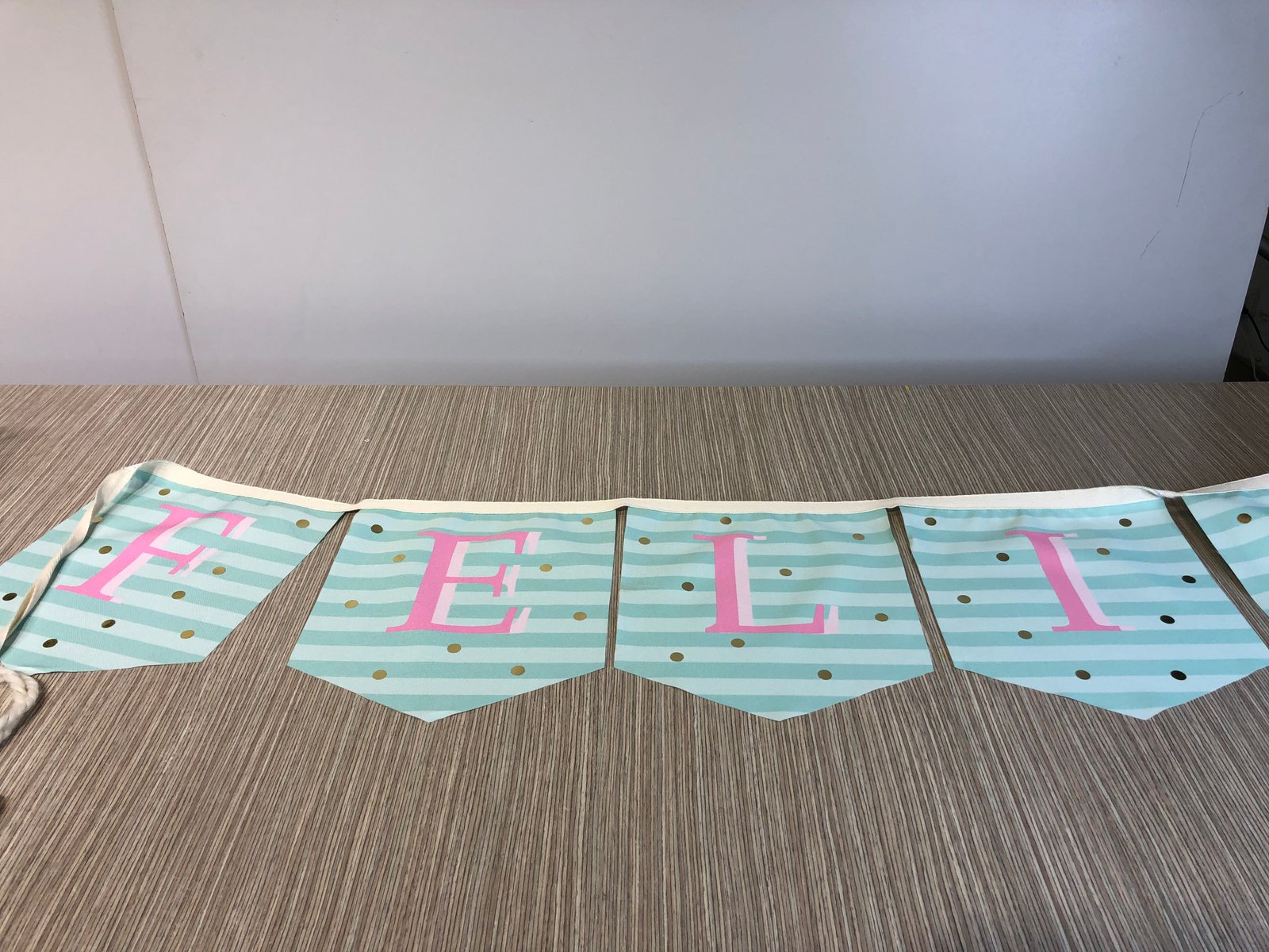 Banderín Lona Feliz Cumple Agua Marina Y Rosado