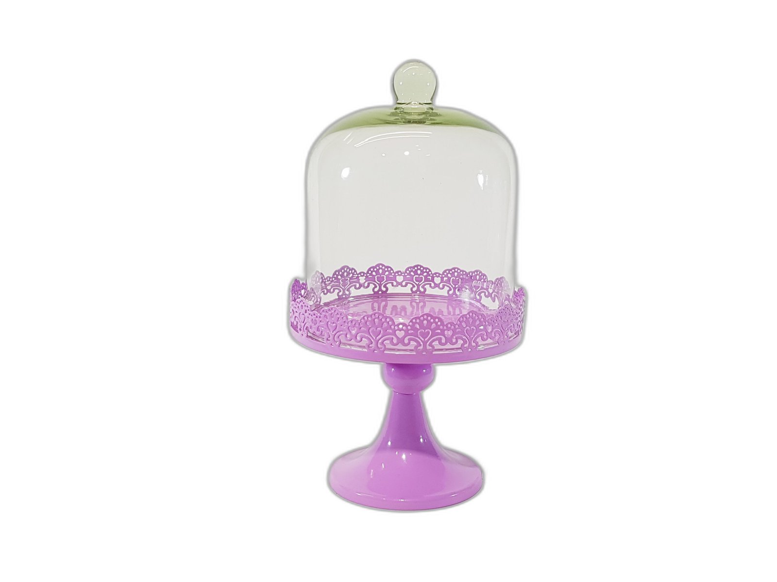 Bombonera Con Pedestal Morado Encaje