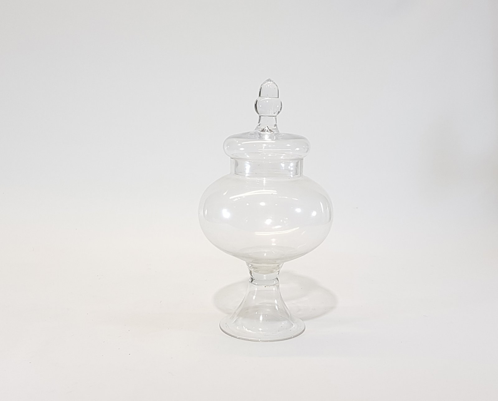 Bombonera Cristal Barrigona Con Pedestal Tapa Buho, Pajaro, Boton