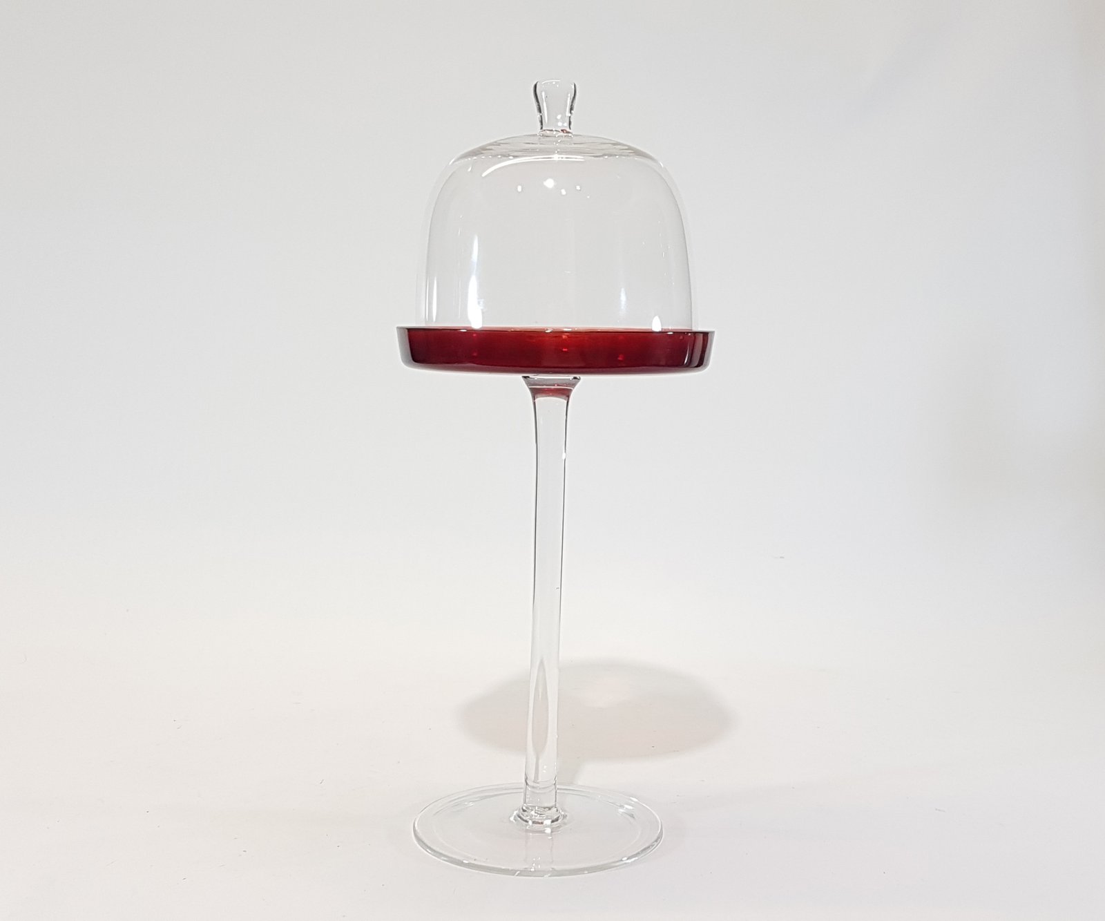 Bombonera Cristal Pedestal Rojo Alta