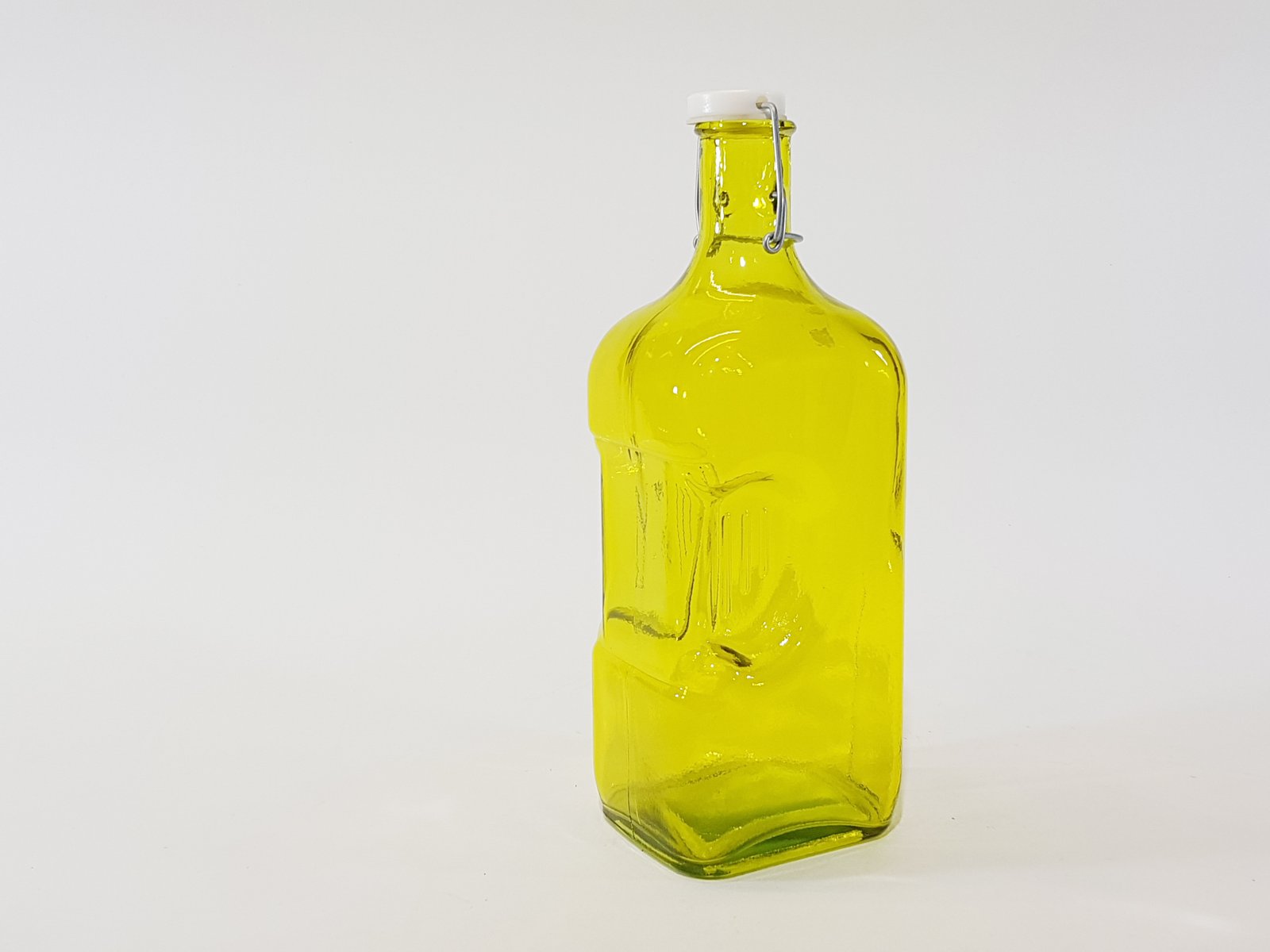 Botella Ancha Vidrio Amarilla