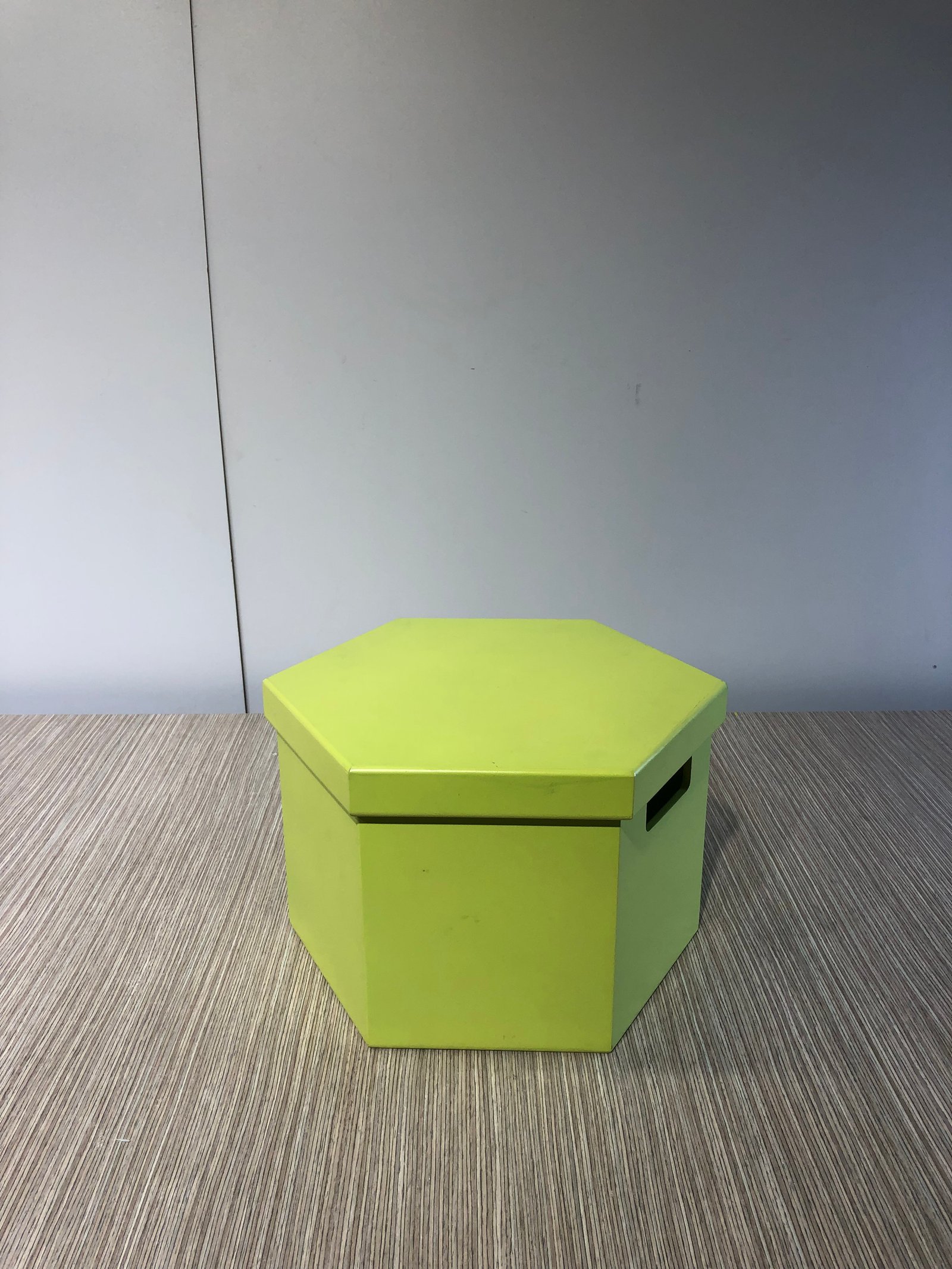Caja Madera Con Tapa Verde Limón Hexagonal