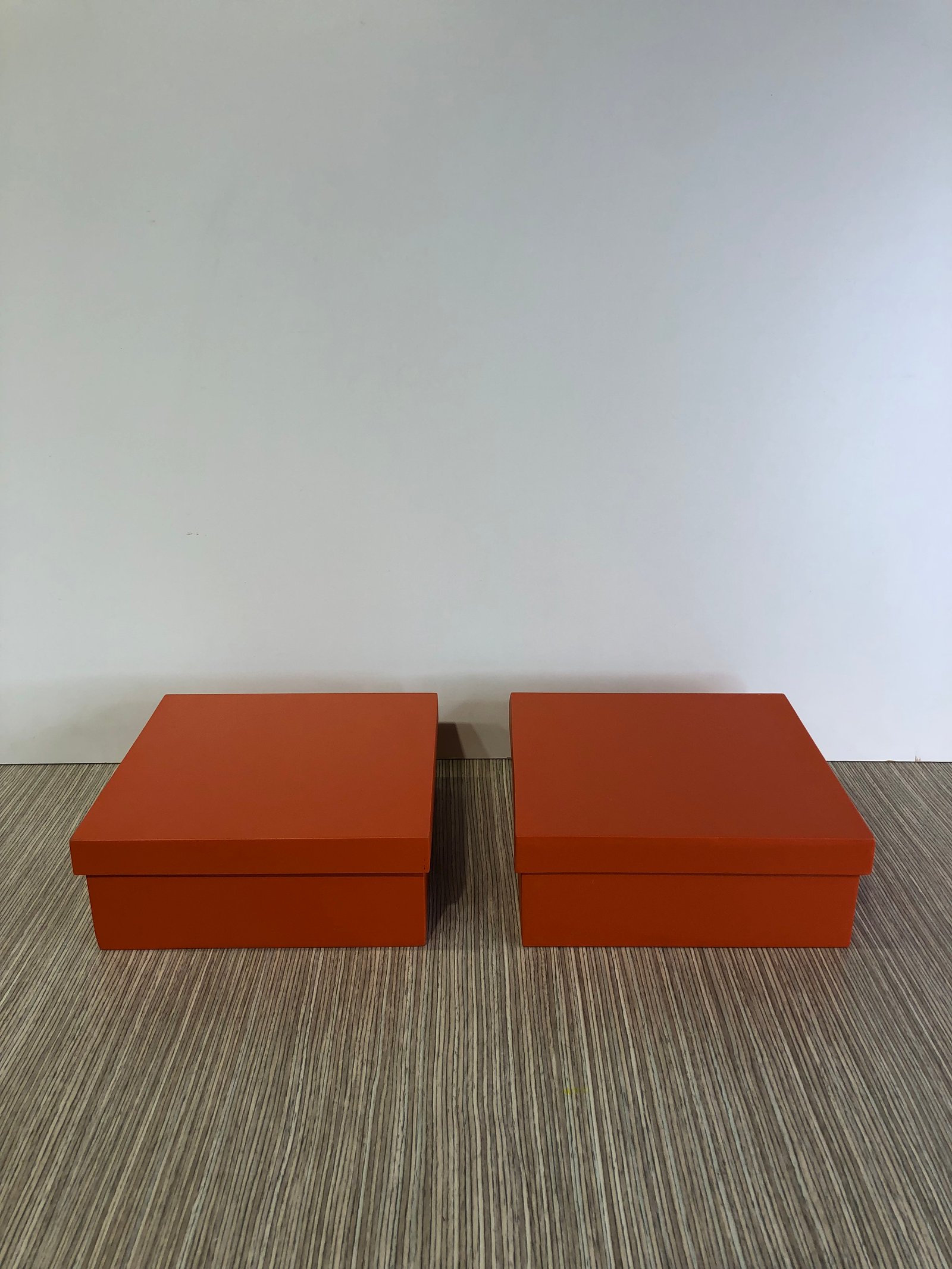 Caja Madera Cuadrada Naranja Con Tapa