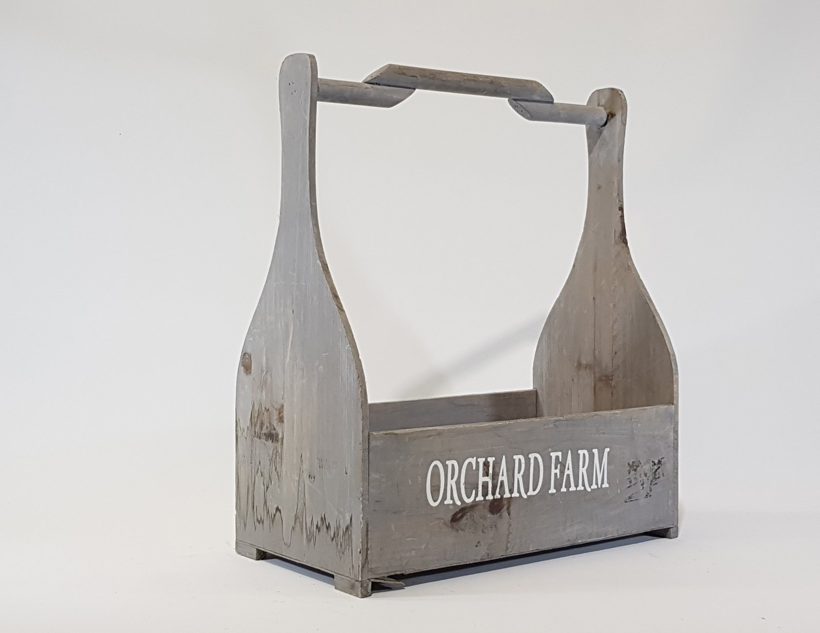 Caja Madera Gris Rectangular Con Agarradera Letras Blancas Grande