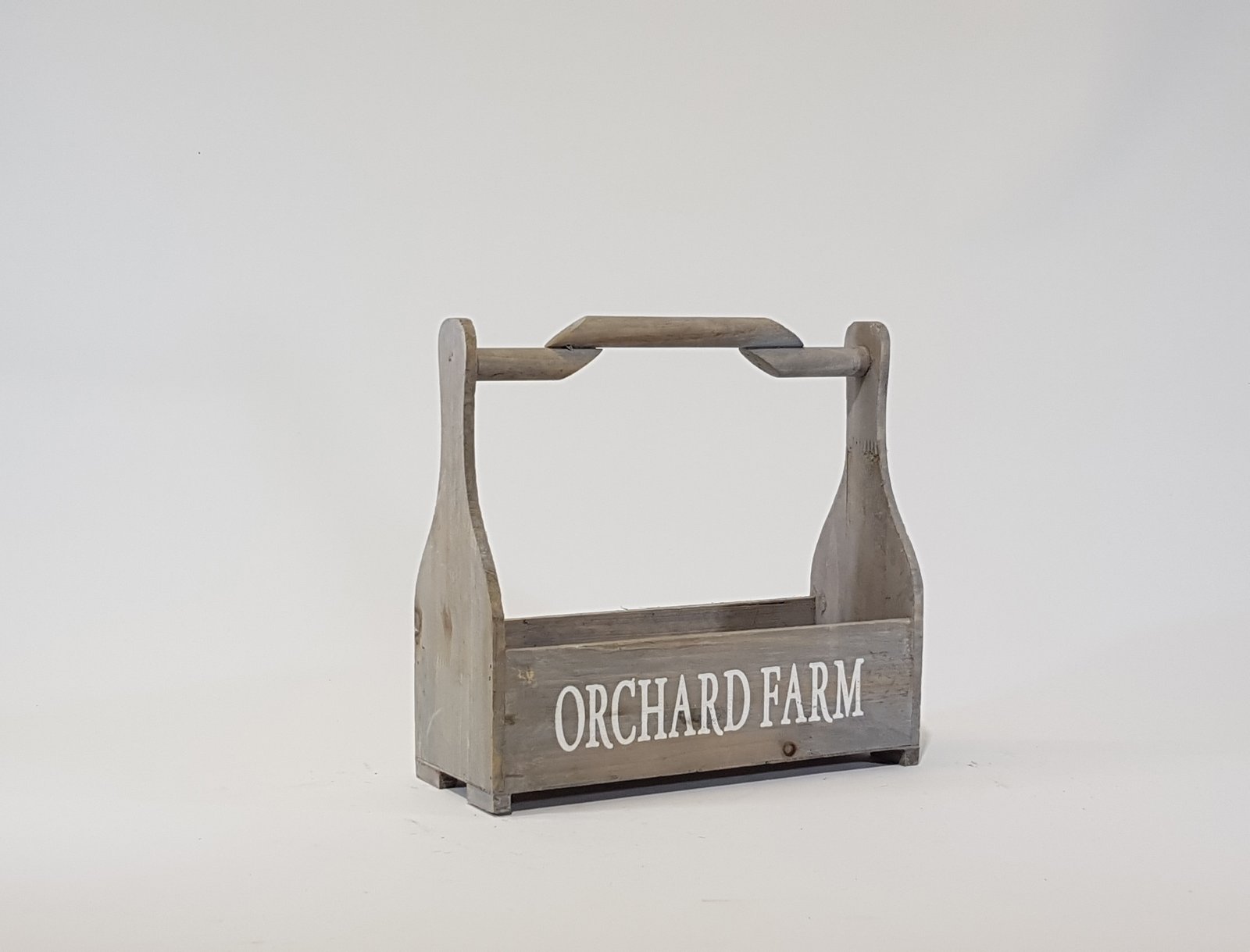 Caja Madera Gris Rectangular Con Agarradera Letras Blancas Pequena