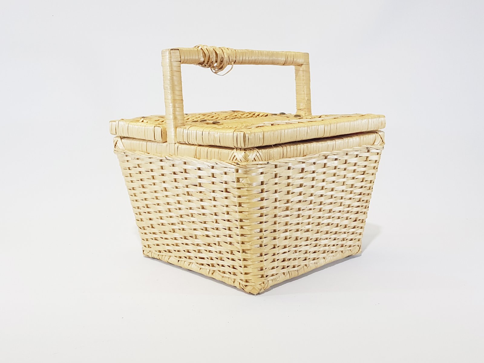 Canasta Picnic Con Tapa Doble Fondo Rojo Grande