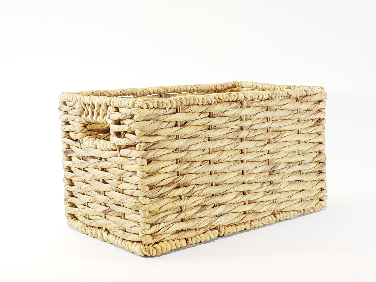 Canasta Rattan Rectangular Con Agarraderas Mediana