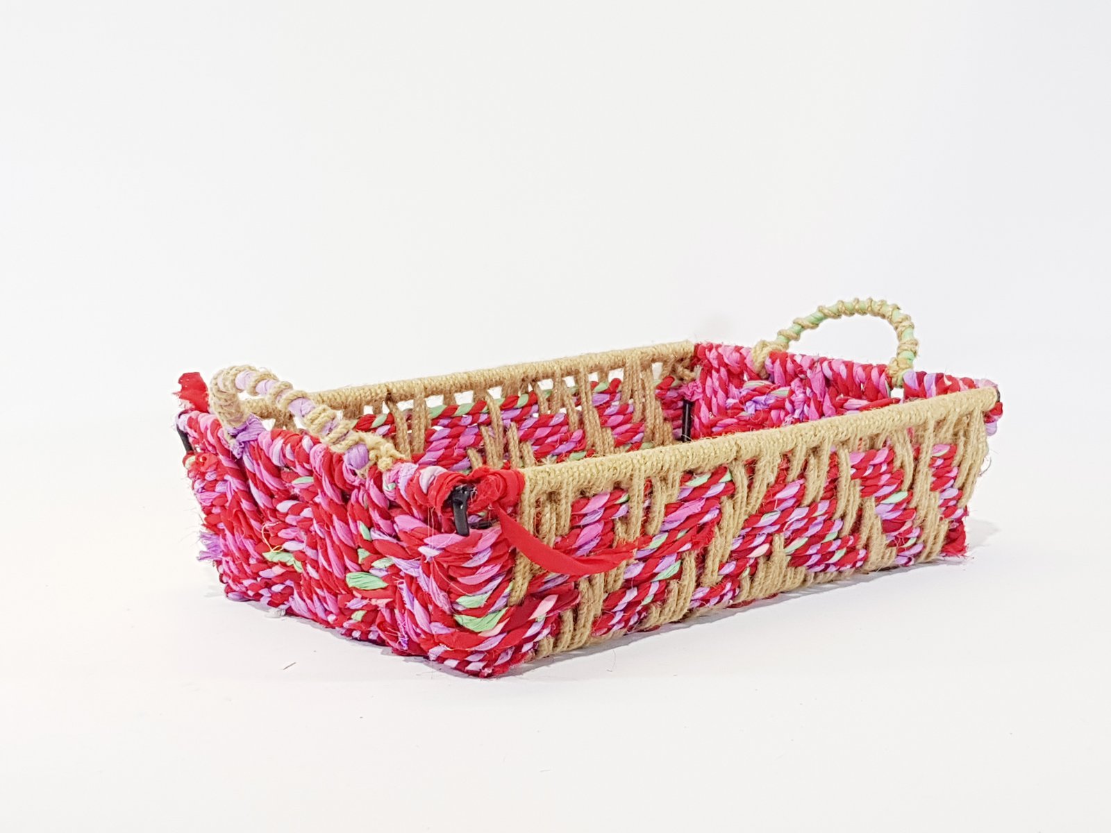 Canasta Rectangular Con Agarraderas Hilo Roja