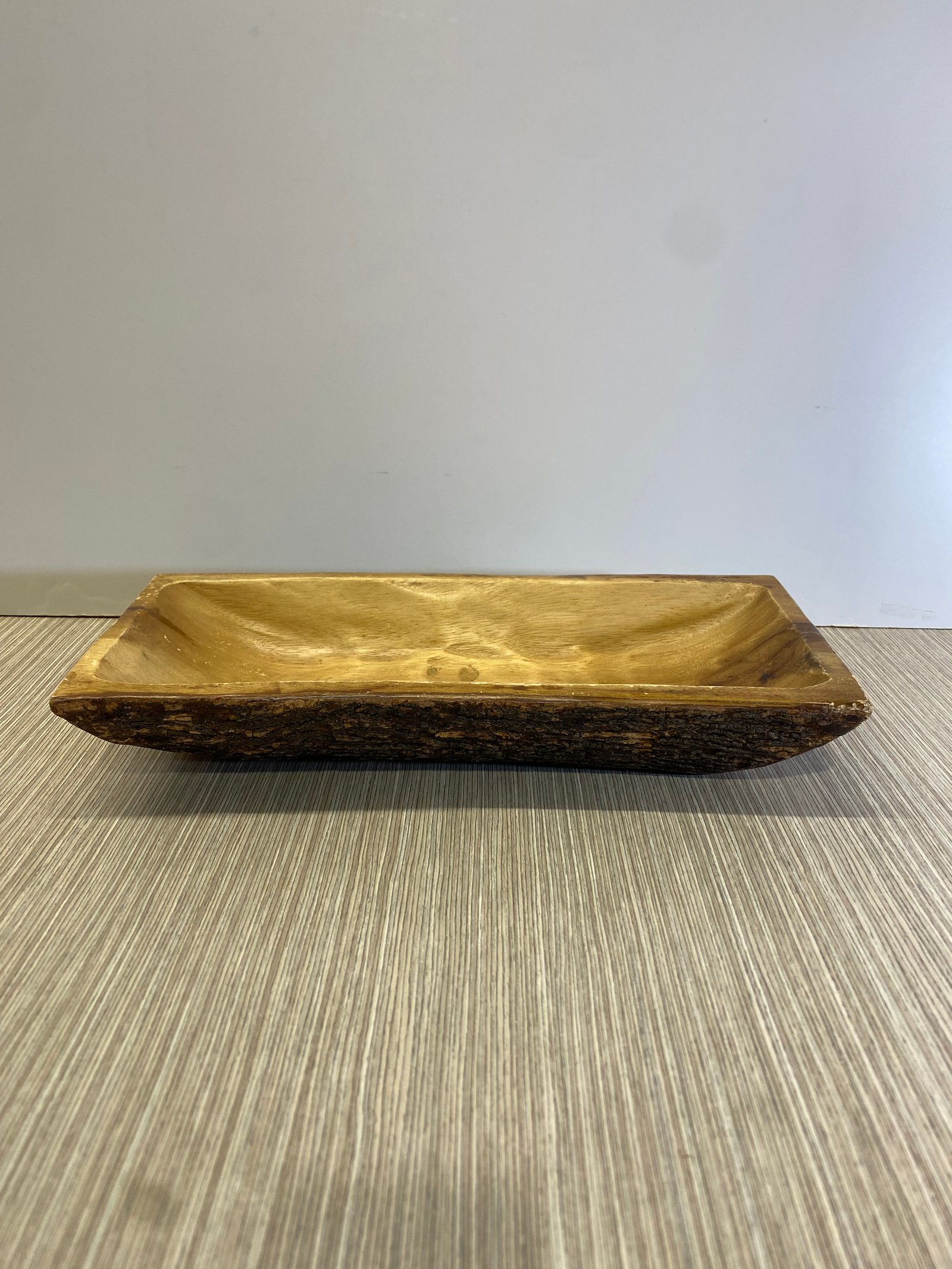 Bandeja Tipo Batea Rectangular Madera Honda Borde Corteza