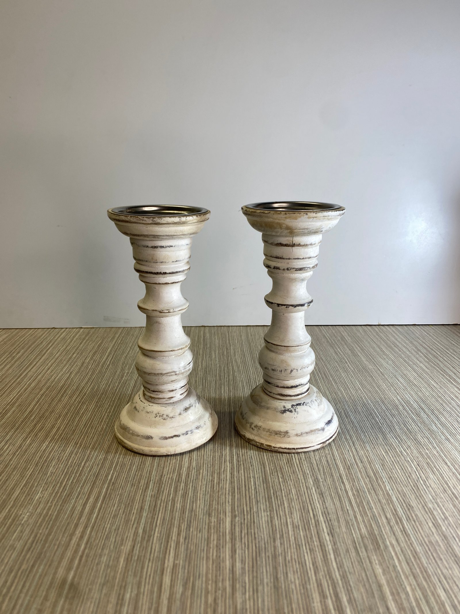 Candelabro Madera Decape Mediano Para Velon 24Cm Alto