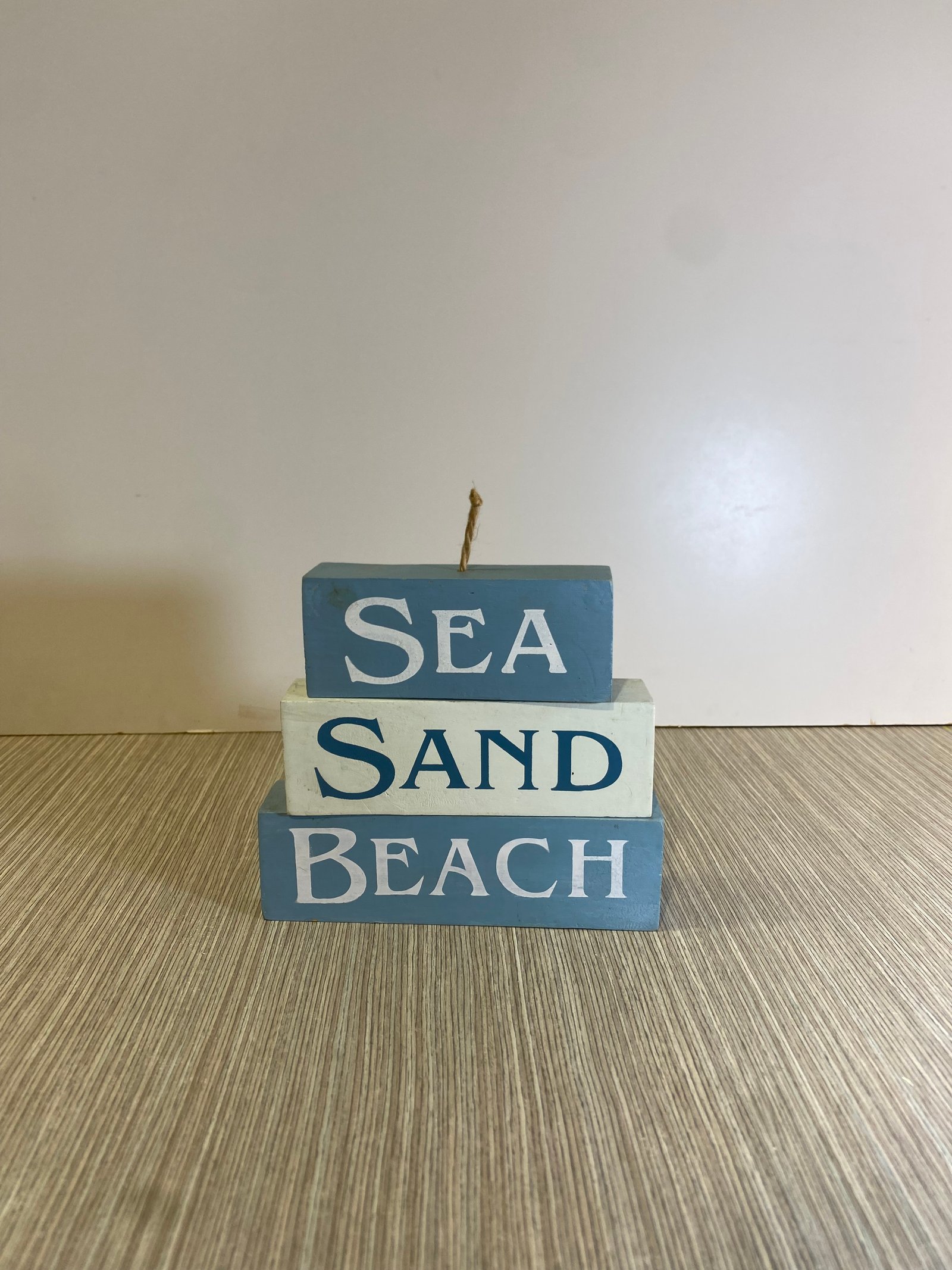 Caja Decorativa X3 Blanca Con Azul Sea, Sand, Beach