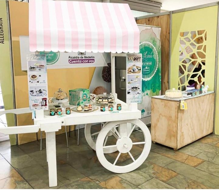 Carrito Dulces Mas Lona Rayas Rosada 