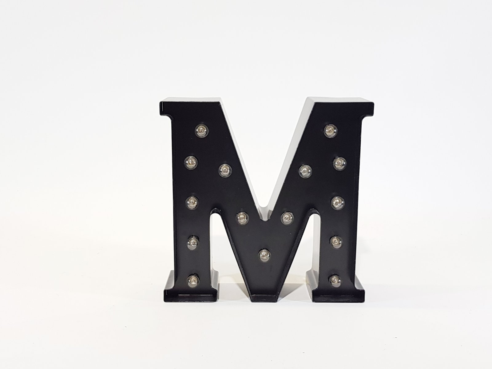 Letra M Negra Metalica Con Luz