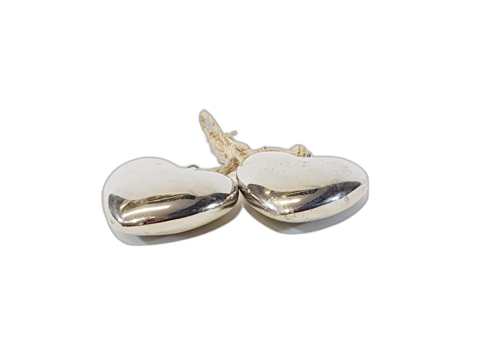 Corazon Doble Metalico Gris Agarradera Cabuya