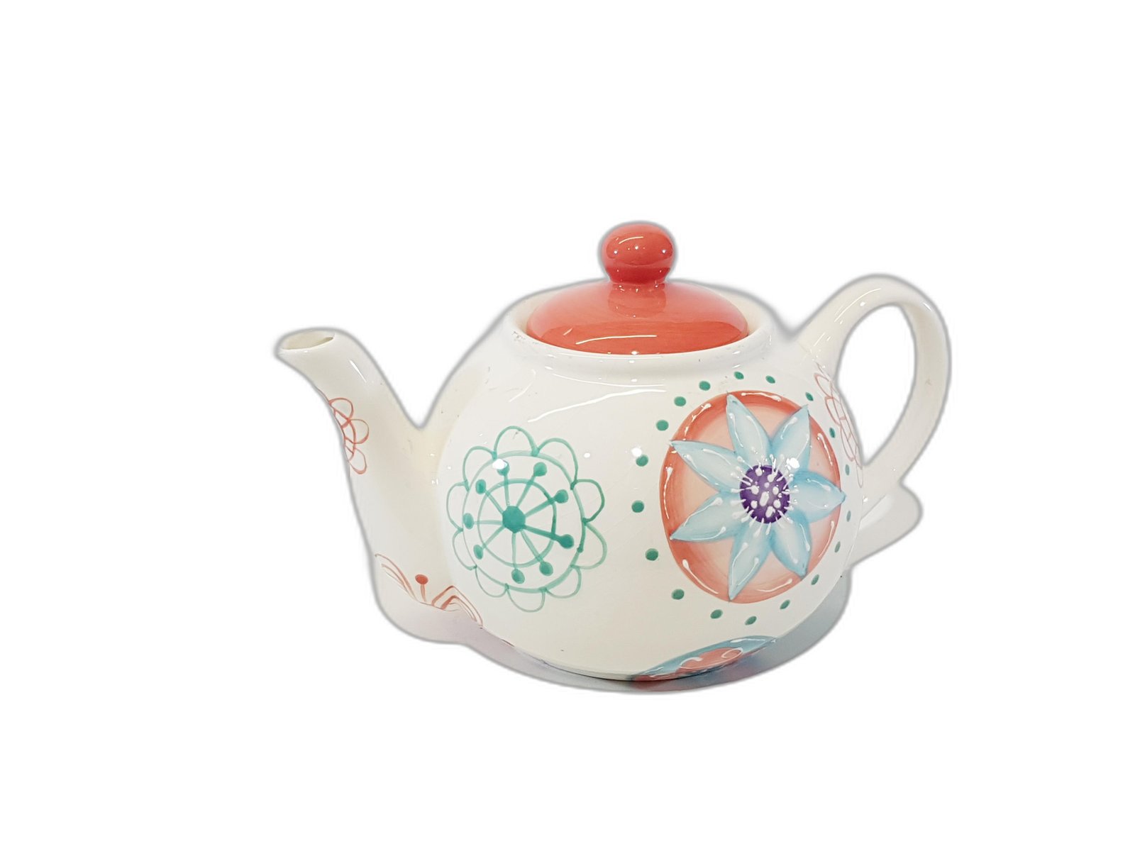 Tetera Blanca Flores Moradas