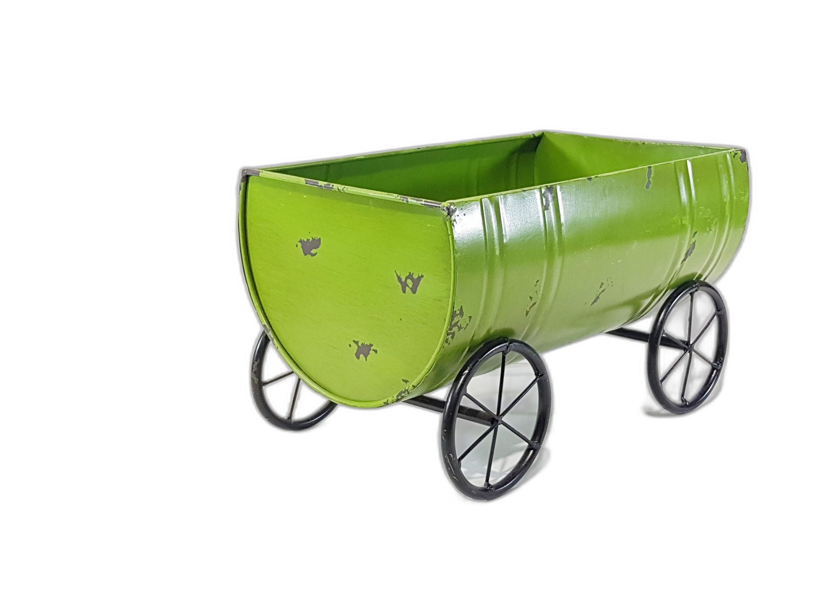 Vagon Metalico Verde Ruedas